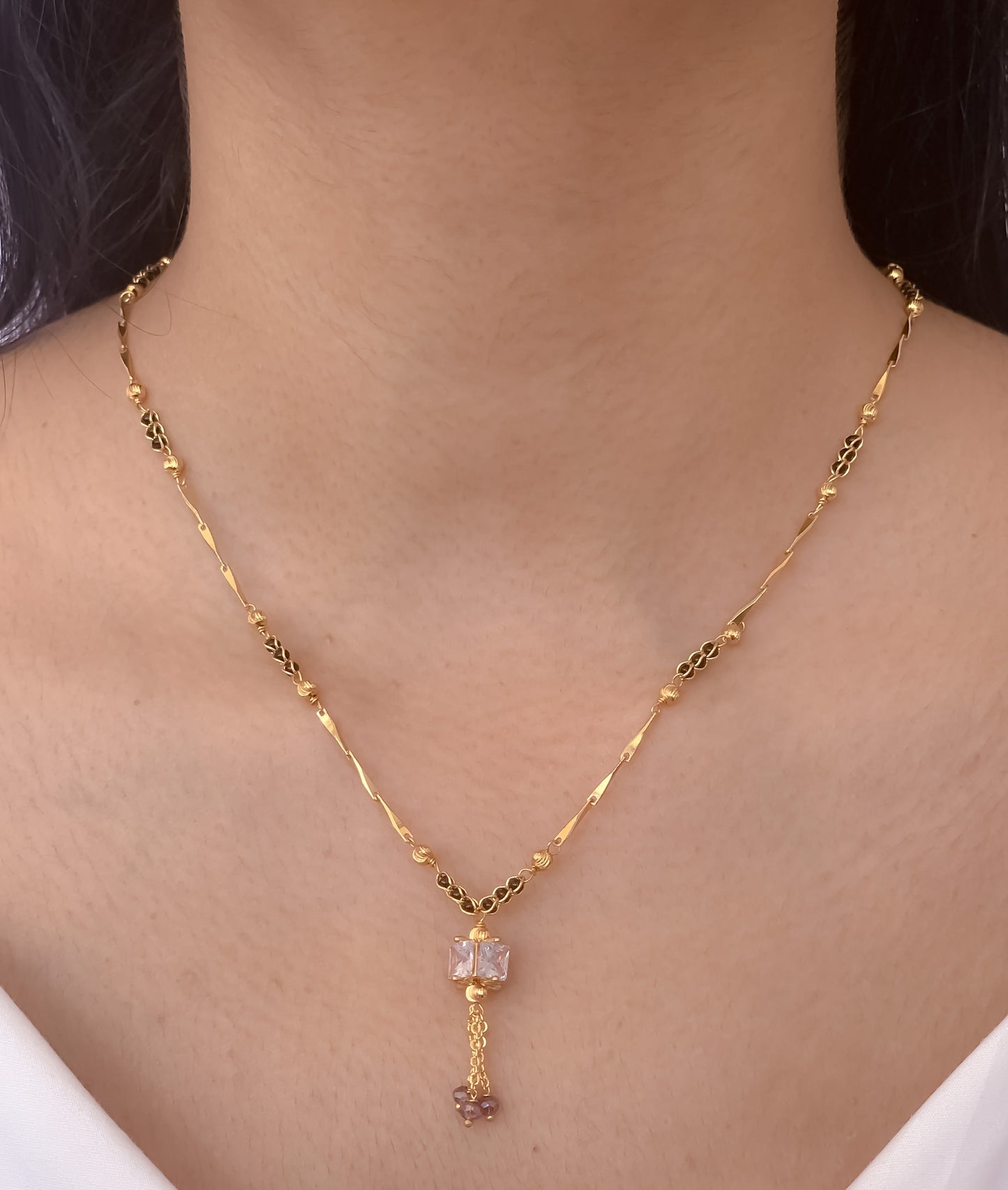 BUY 1 GET 1 FREE - High Gold White stone Disco chain Henging Mangalsutra - Belleza Jewels