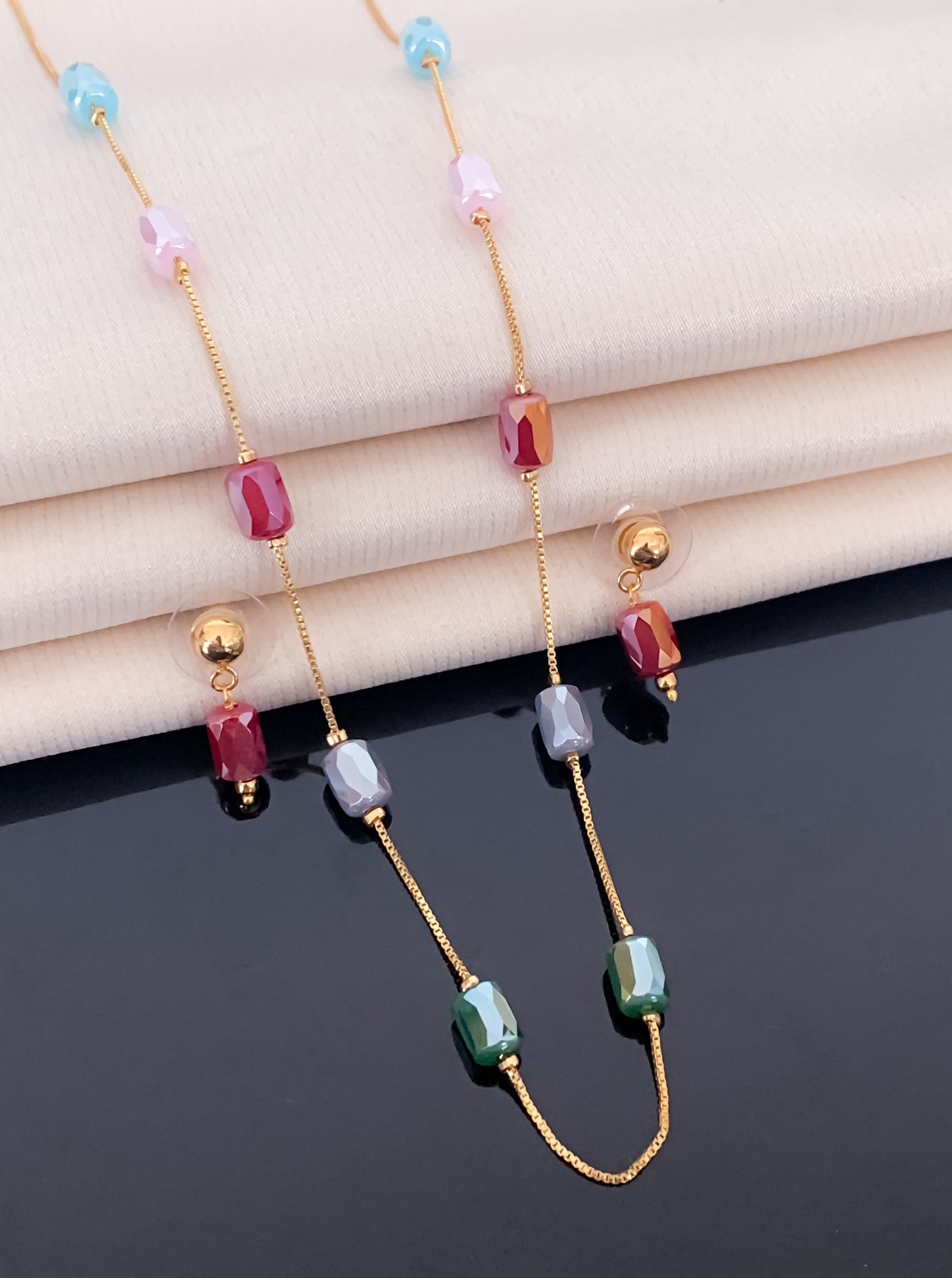 Multi Colour Fancy High Gold Western Mala Set - Western Mala Set - Belleza Jewels