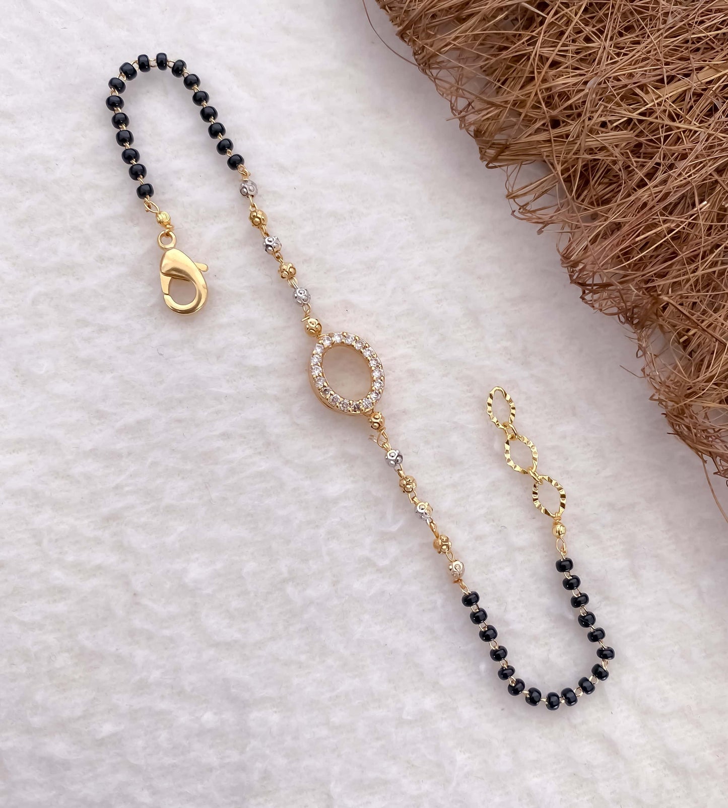 American Diamond Golden Hand Mangalsutra - Hand Mangalsutra - Belleza Jewels