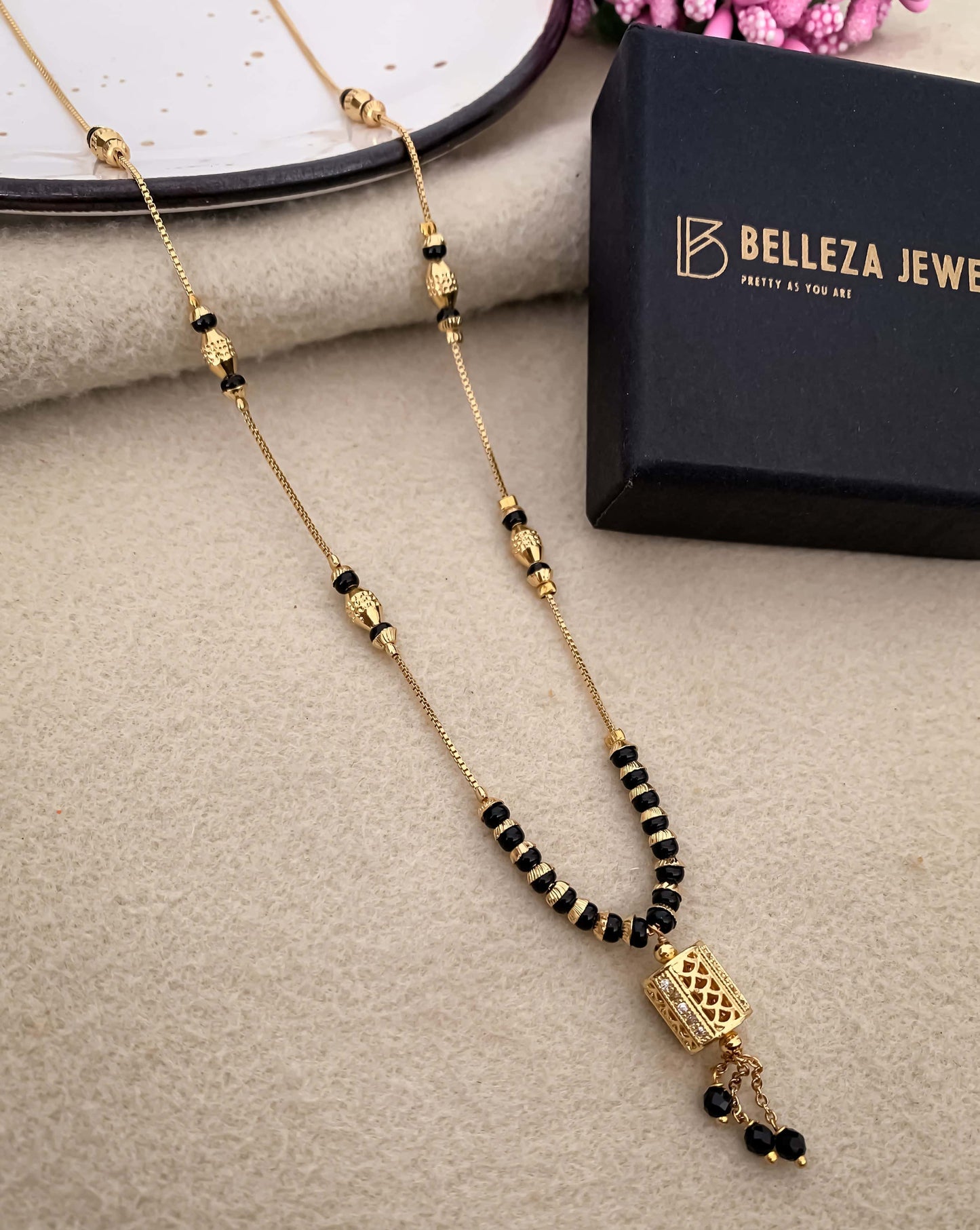 Buy 1 Get 1 Free American Diamond High Gold Plated Fancy Delicate Mangalsutra - Mangalsutra - Belleza Jewels