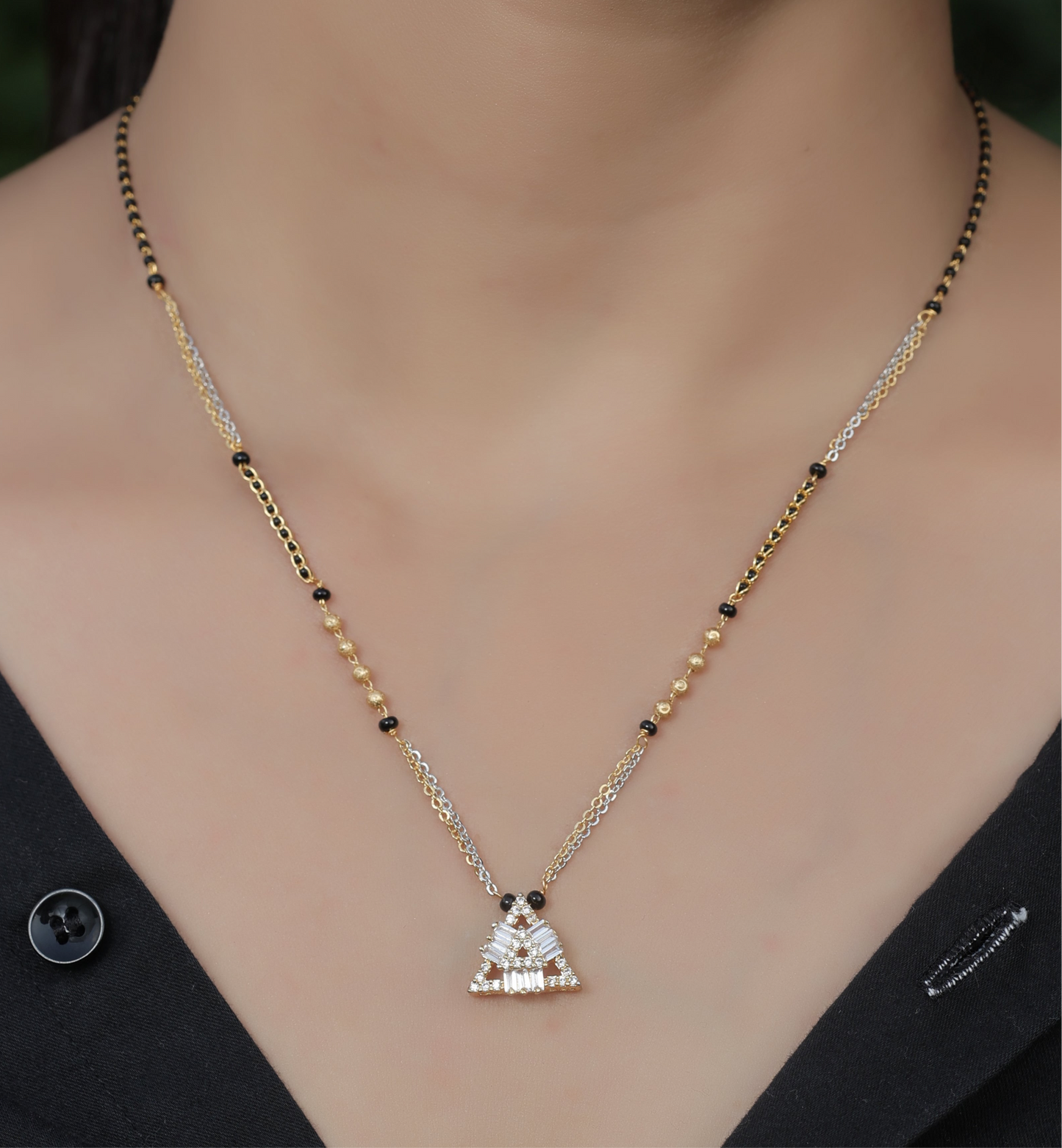 BUY 1 GET 1 FREE - American Diamond Rose Gold Fancy Mangalsutra - Mangalsutra - Belleza Jewels