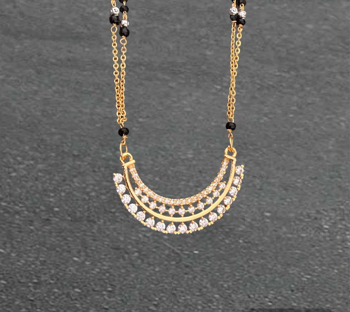 BUY 1 GET 1 FREE - American Diamond Golden Delicate Fancy Mangalsutra - Mangalsutra - Belleza Jewels