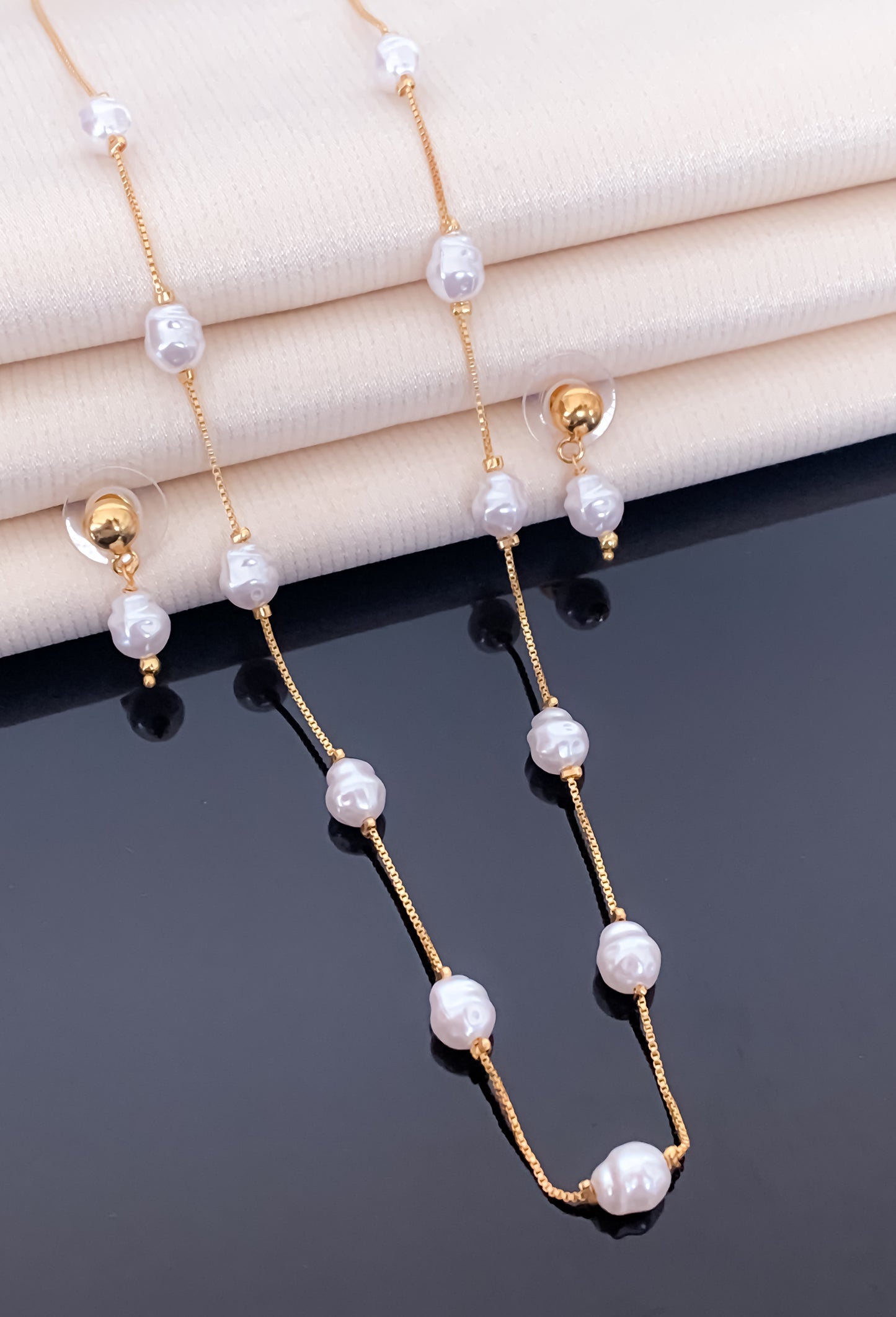 Fancy High Gold Western Pearl Mala Set - Western Mala Set - Belleza Jewels