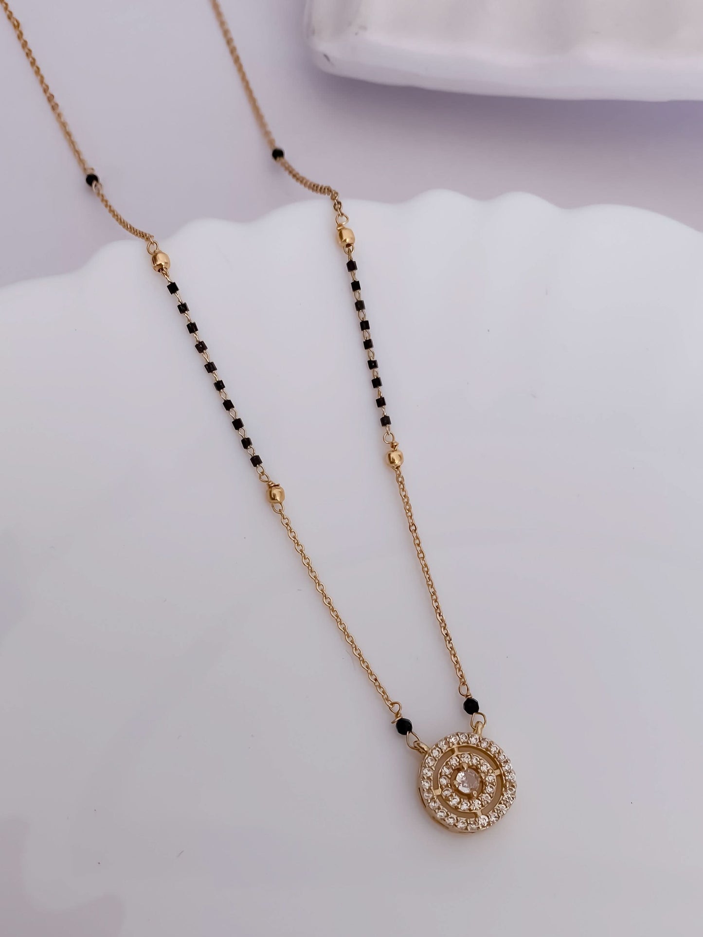 Buy 1 Get 1 Free - American Diamond Fancy Round Shape Delicate Mangalsutra