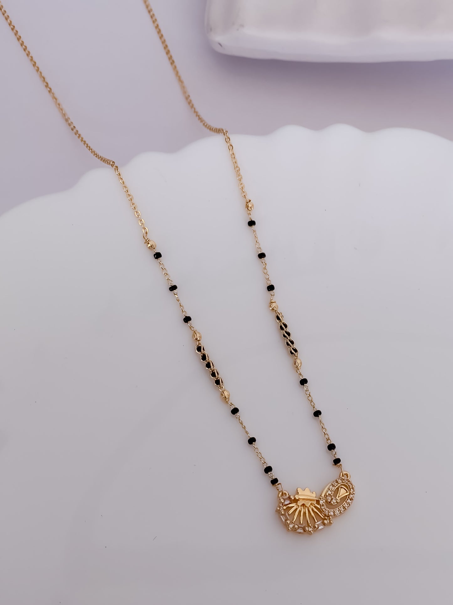Buy 1 Get 1 Free - American Diamond Fancy Gold Plated Delicate Mangalsutra