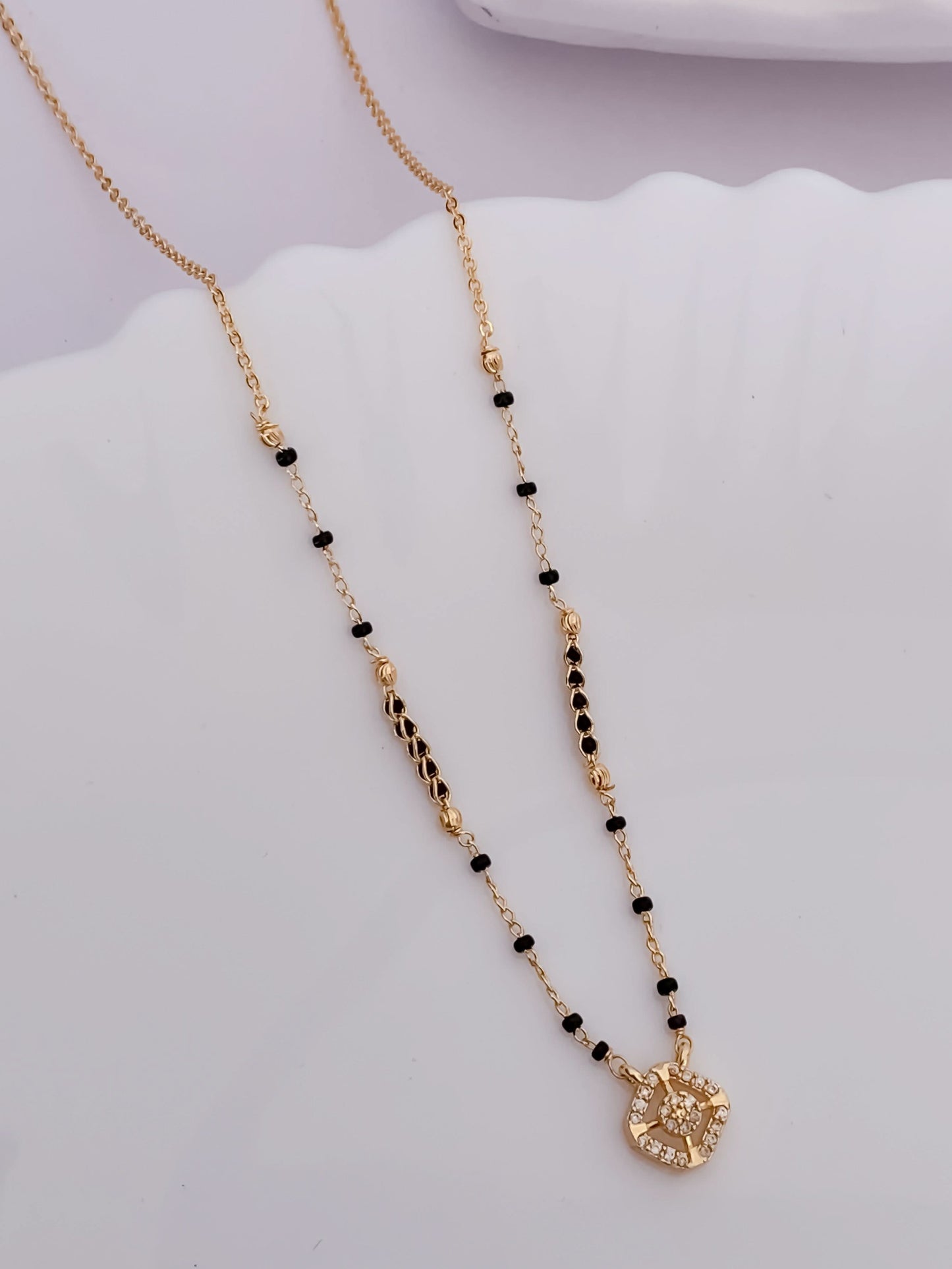 Buy 1 Get 1 Free - American Diamond Fancy Gold Delicate Mangalsutra