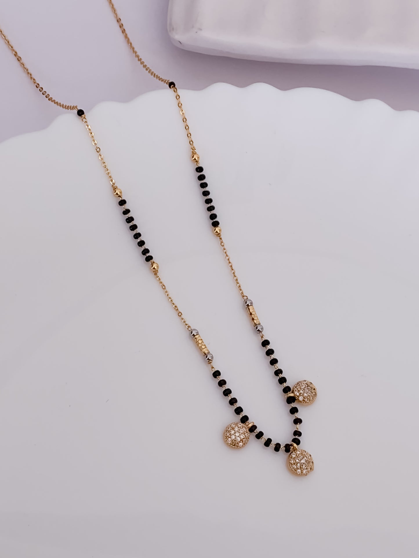 Buy 1 Get 1 Free - American Diamond Gold Delicate Fancy Chain Mangalsutra