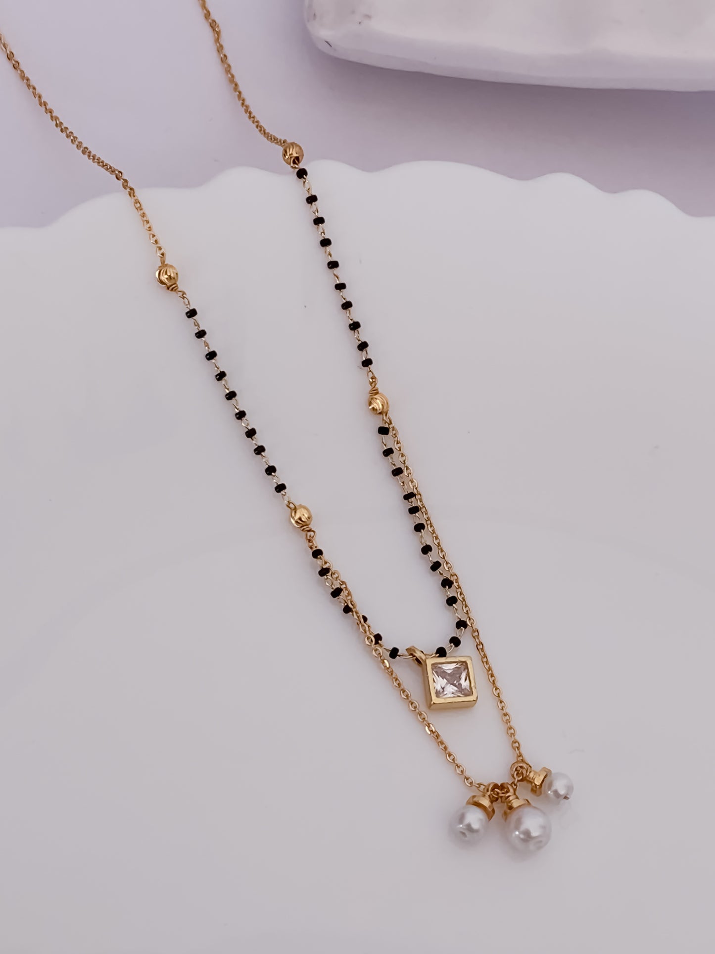 Buy 1 Get 1 Free - American Diamond Gold Fancy Delicate Mangalsutra