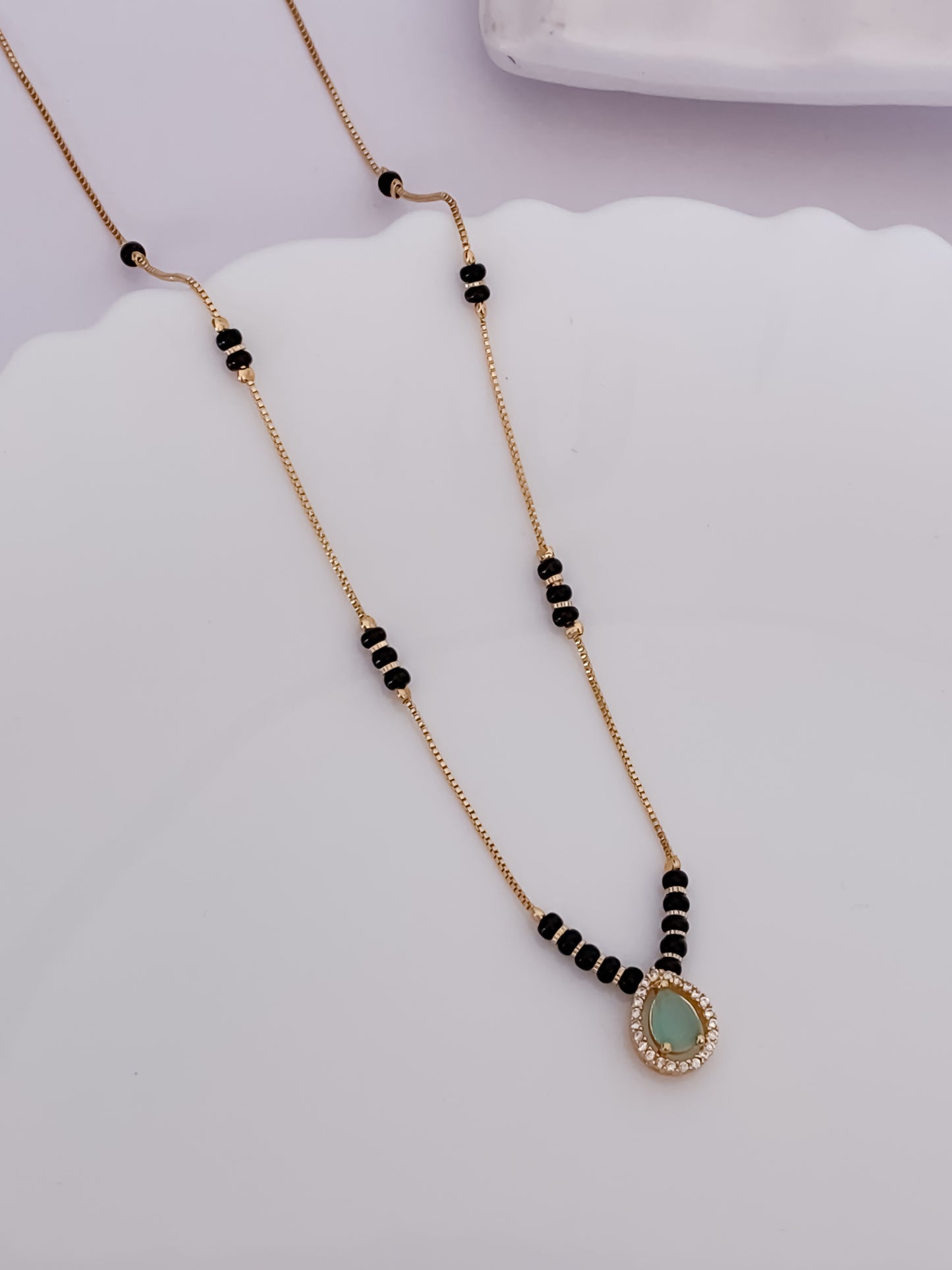 Buy 1 Get 1 Free - American Diamond Gold Mint Color Fancy Delicate Mangalsutra