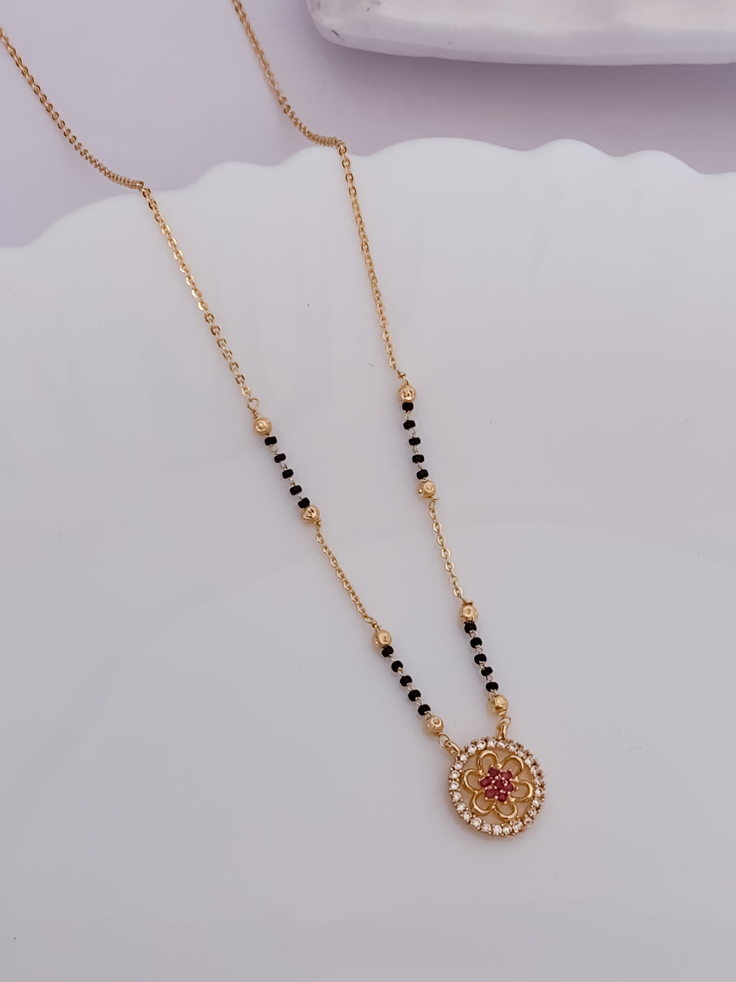 Buy 1 Get 1 Free - American Diamond Gold Round Shape Fancy Delicate Mangalsutra