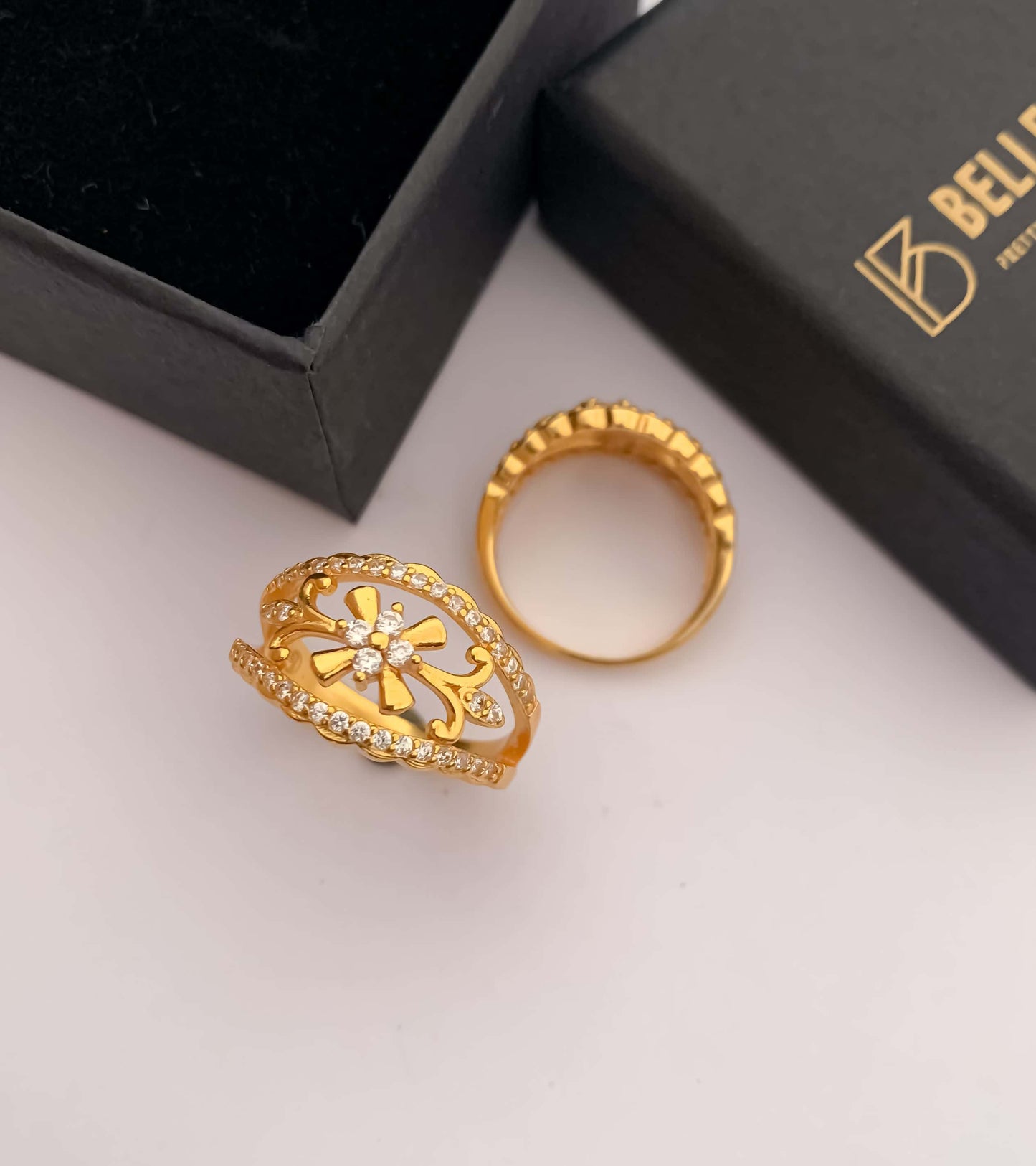 American Diamond high gold Plated delicate ring. - finger ring - Belleza Jewels