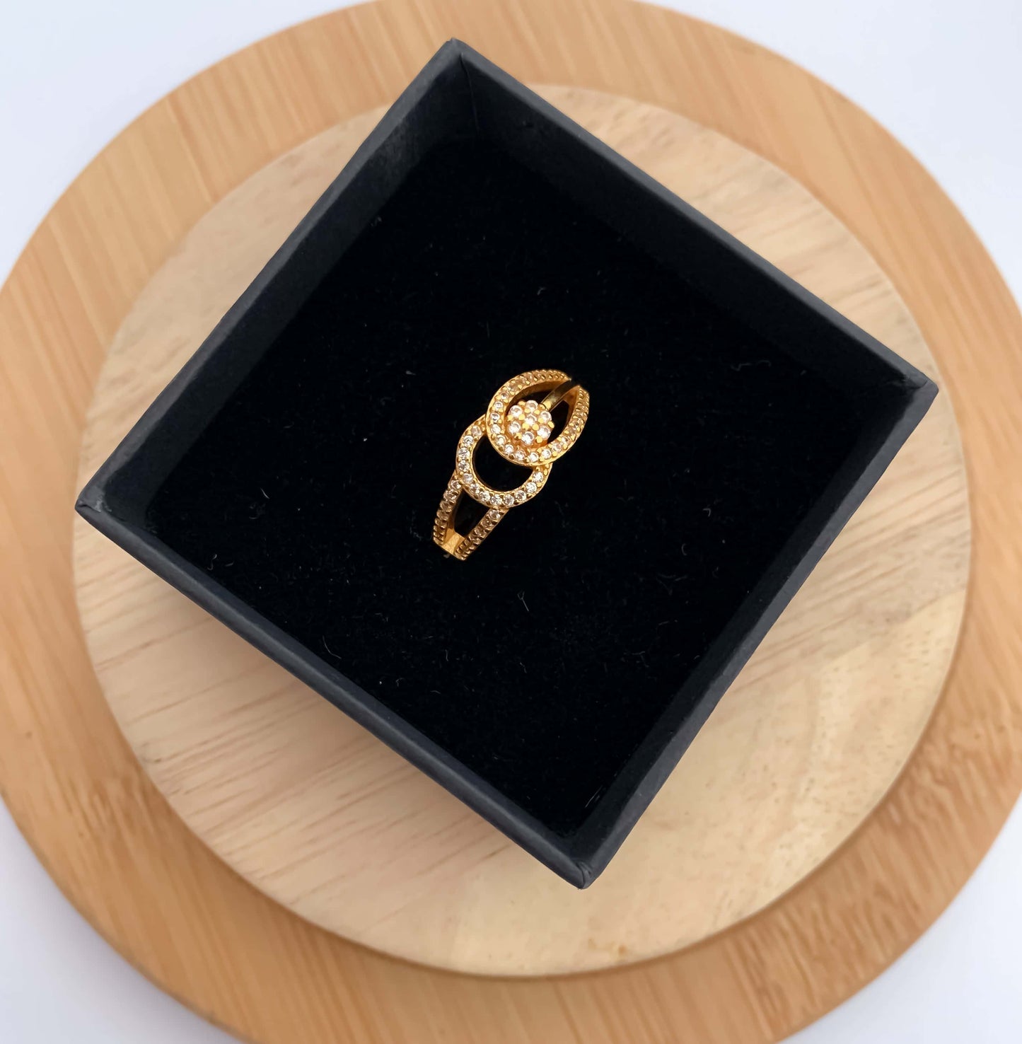 American Diamond high gold Plated fancy ring. - finger ring - Belleza Jewels