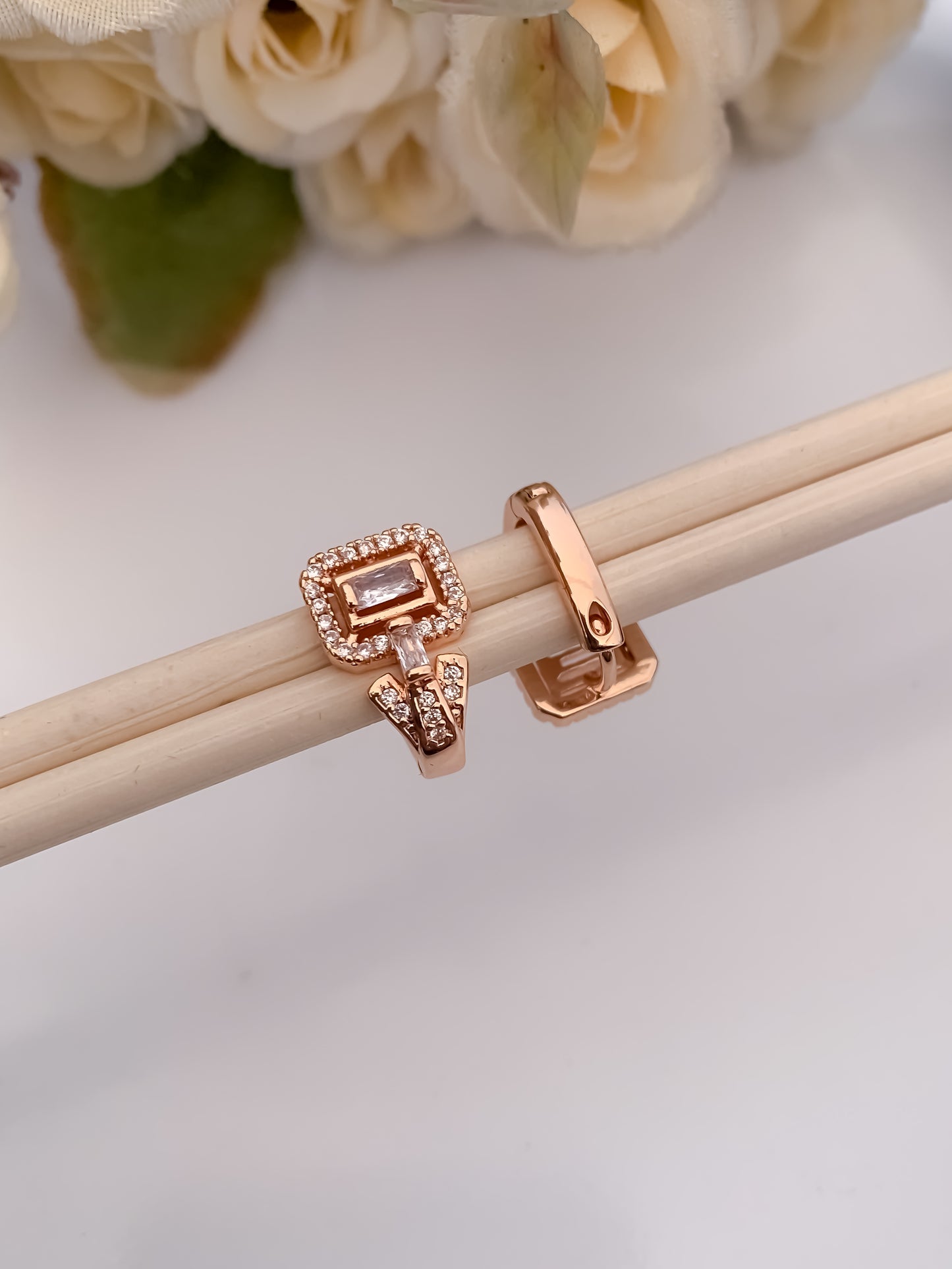 BUY 1 GET 1 FREE -American Diamond Rose Gold Fancy Delicate Bali - BALI - Belleza Jewels