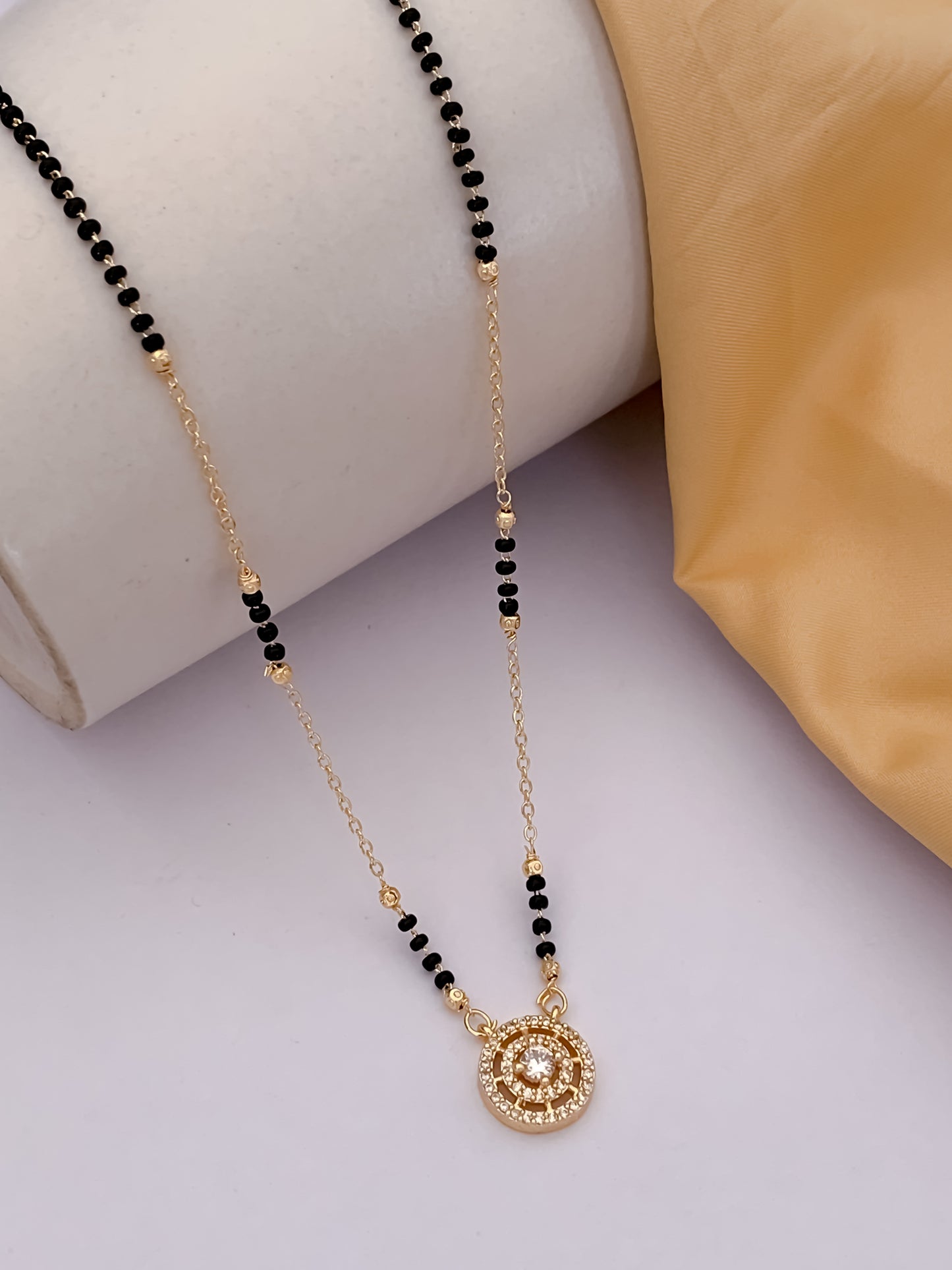 Buy 1 Get 1 Free - American Diamond Gold Plated Delicate Fancy chain Mangalsutra