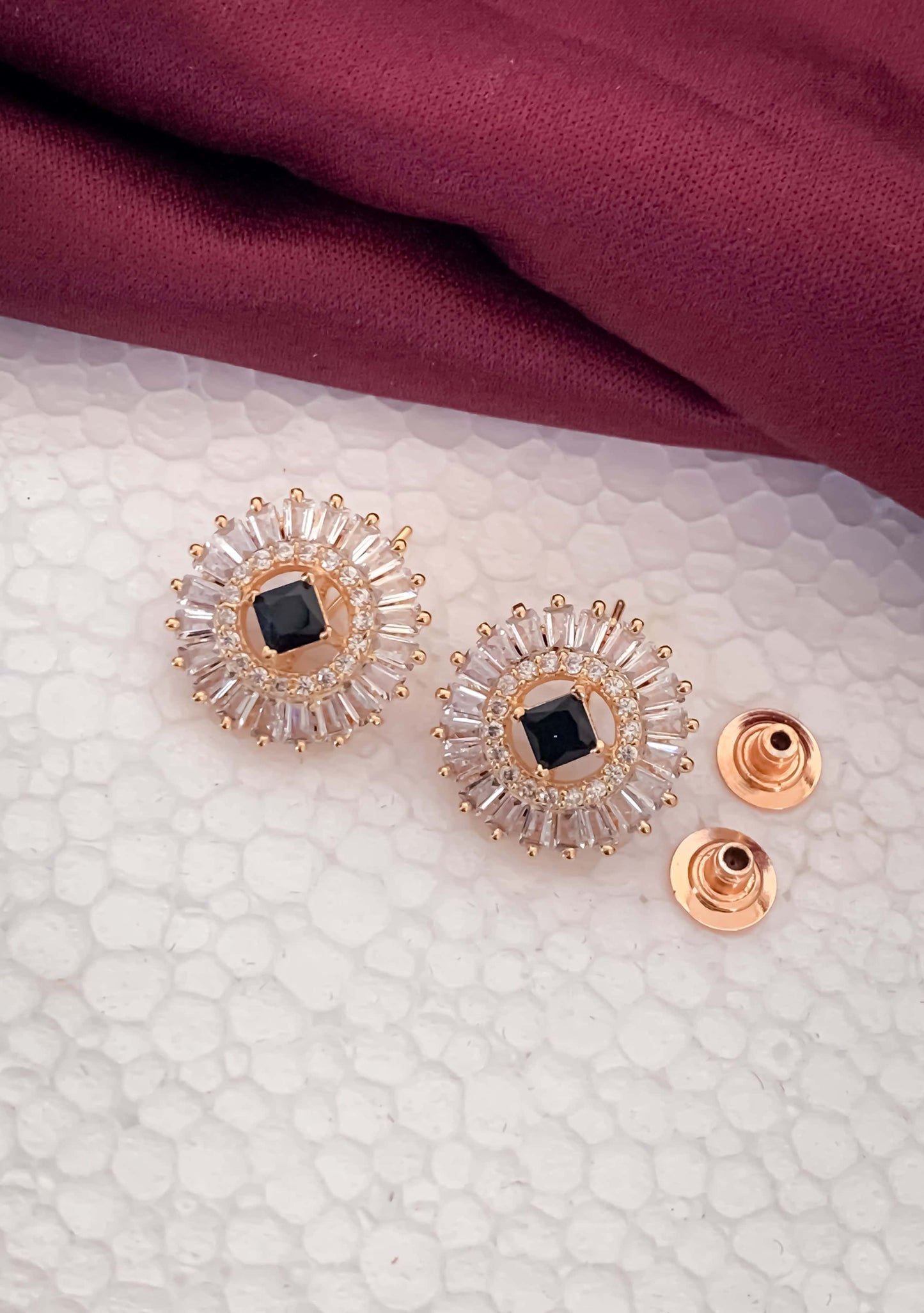 BUY 1 GET 1 FREE -American Diamond Rose Gold Fancy Earrings - Earrings - Belleza Jewels
