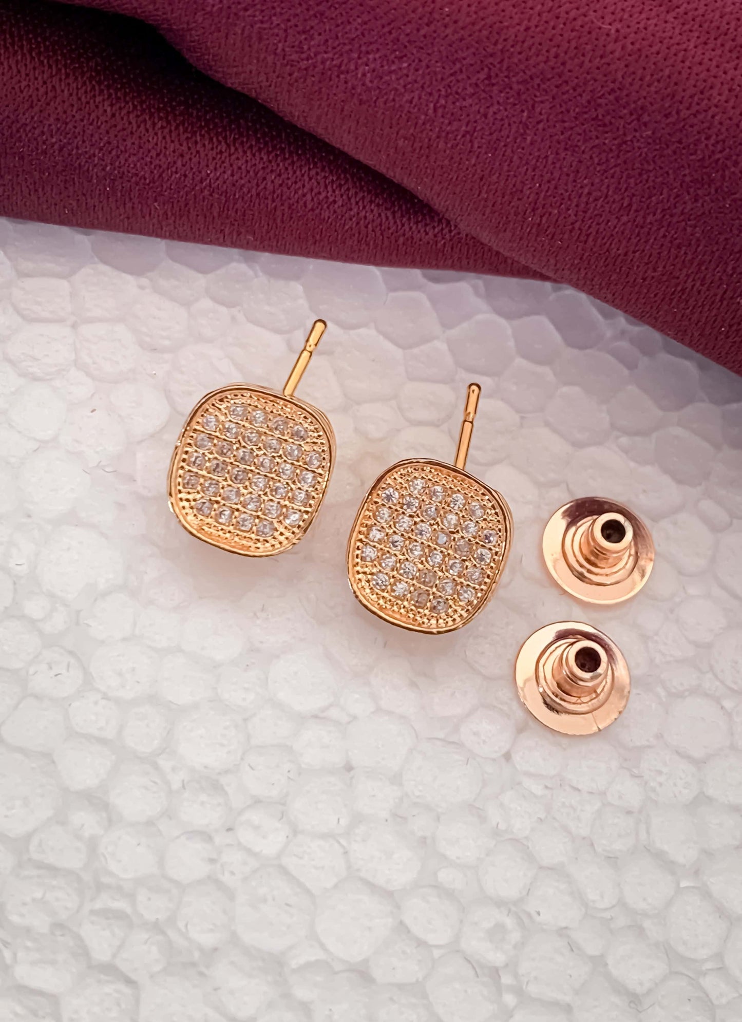 BUY 1 GET 1 FREE -American Diamond Rose Gold Fancy Earrings - Earrings - Belleza Jewels