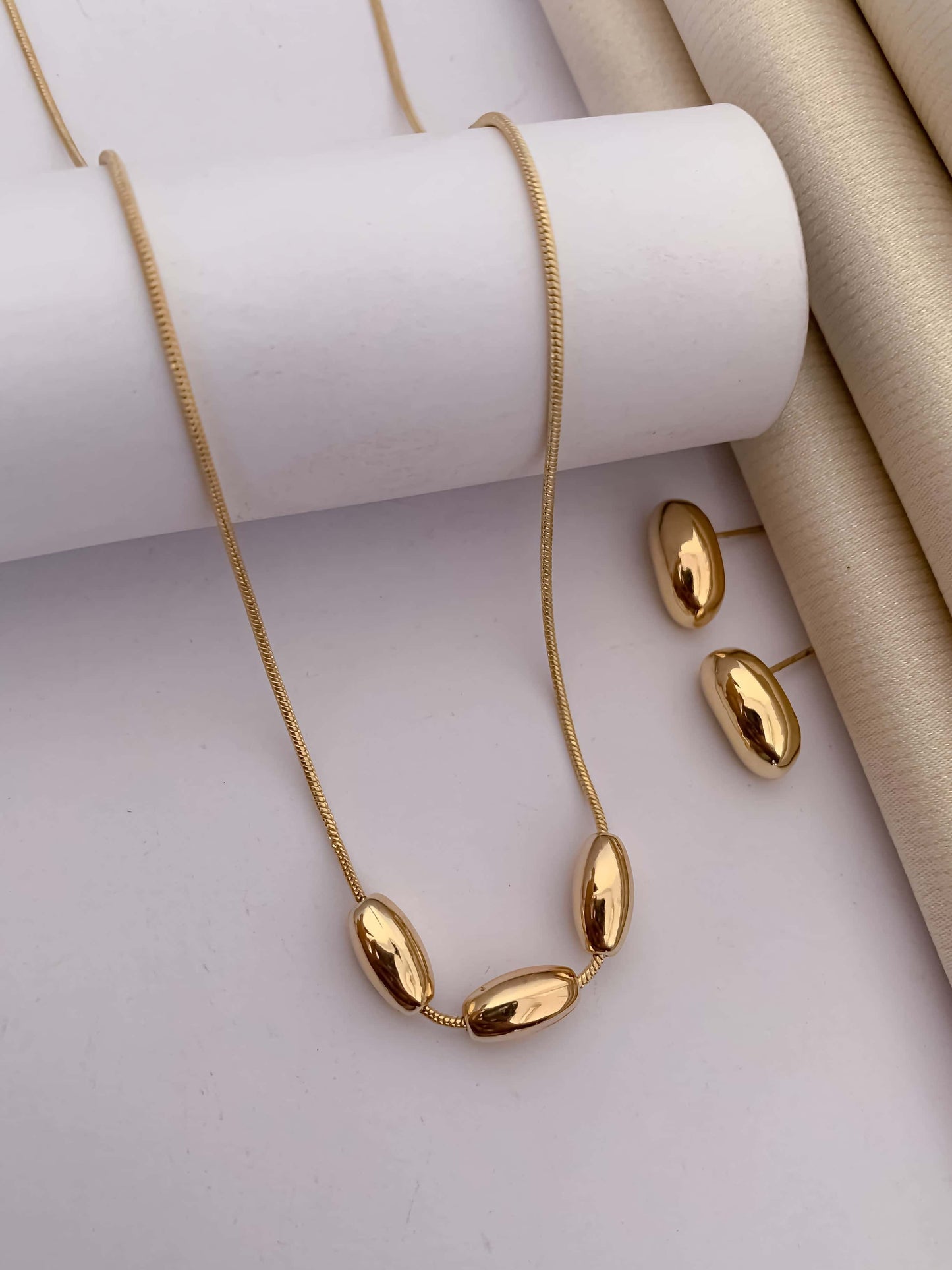 Buy 1 Get 2 Free - Fancy Gold Plated Delicate Steel Pendant Set - Pendant Set - Belleza Jewels