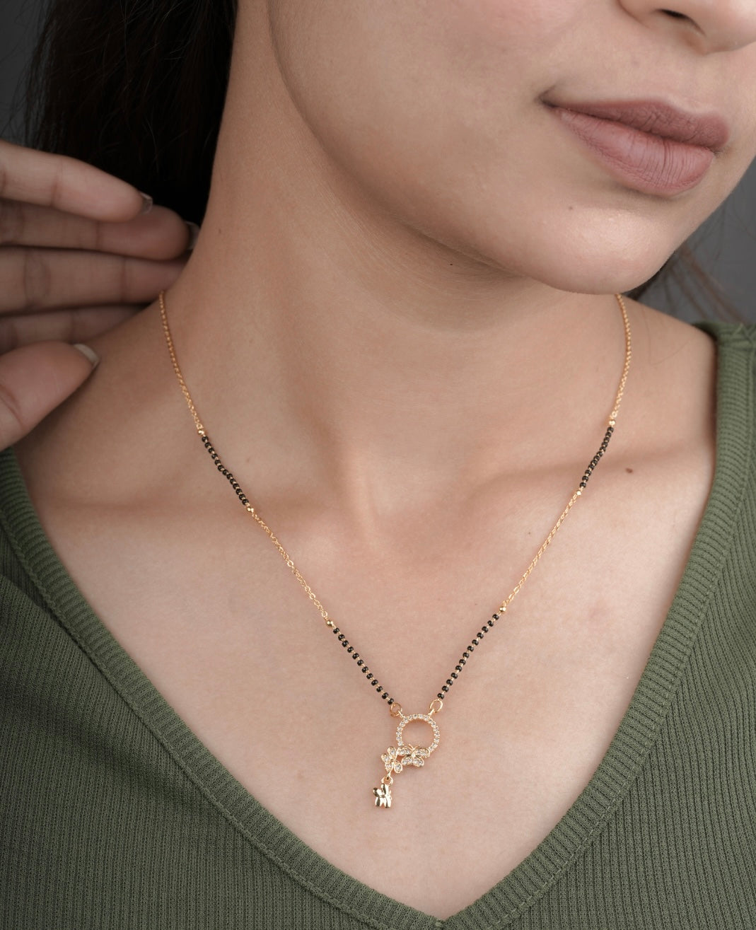 BUY 1 GET 1 FREE - American Diamond Fancy Gold Plated Mangalsutra - Mangalsutra - Belleza Jewels