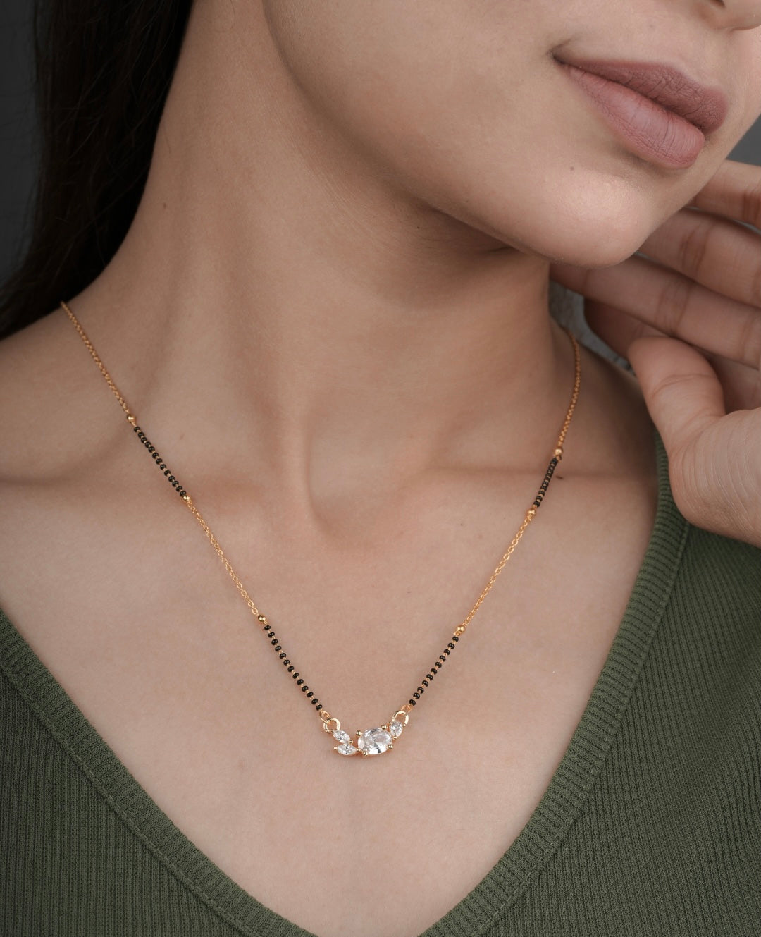 BUY 1 GET 1 FREE - American Diamond Gold Plated Fancy Delicate Mangalsutra - Mangalsutra - Belleza Jewels
