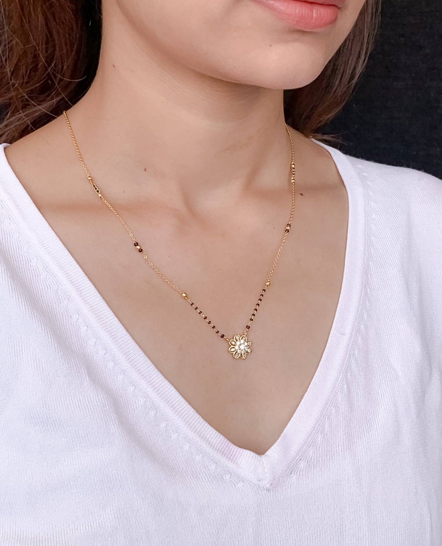 Buy 1 Get 1 Free - American Diamond Gold Plated Fancy Delicate Mangalsutra