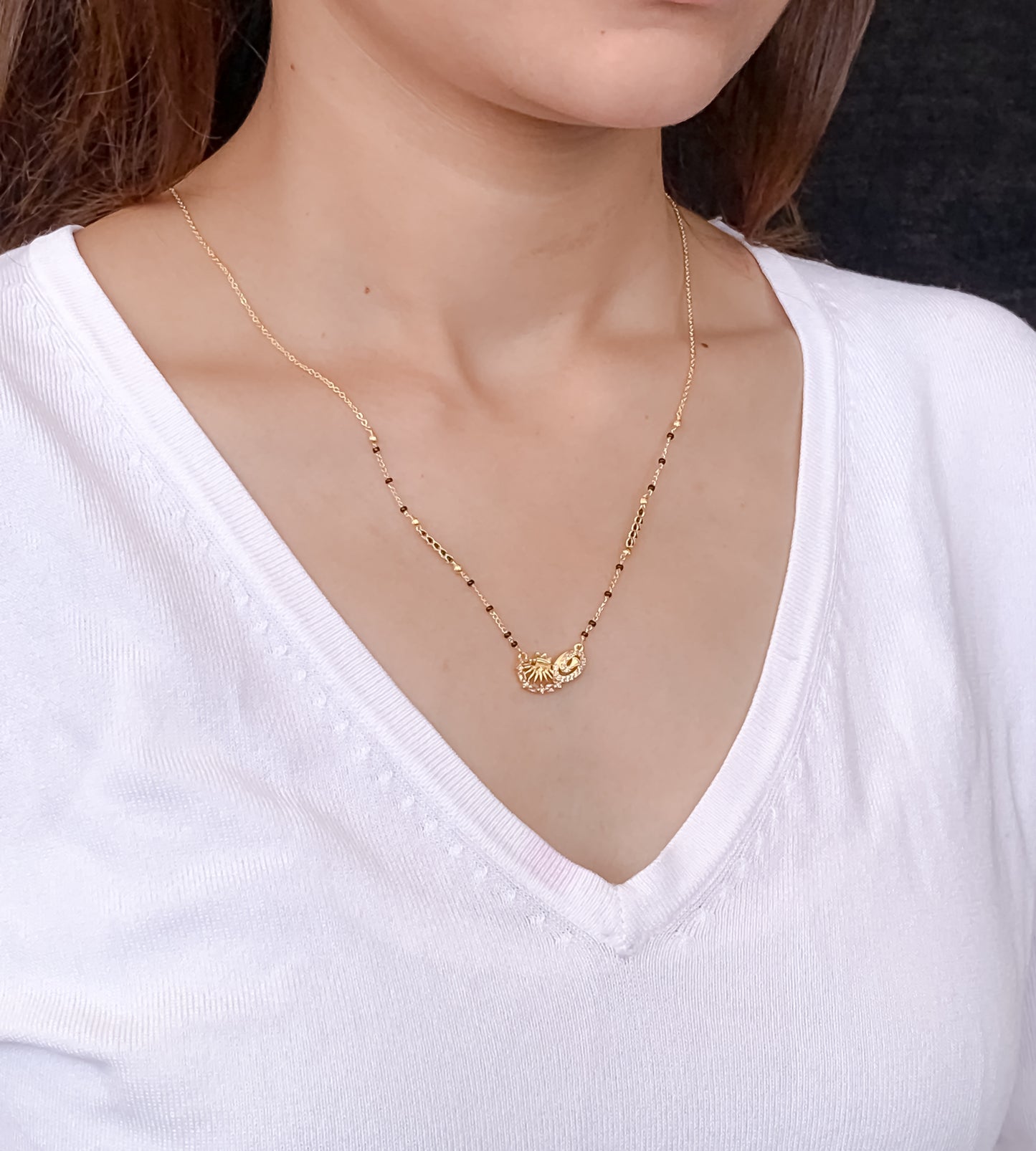 Buy 1 Get 1 Free - American Diamond Fancy Gold Plated Delicate Mangalsutra