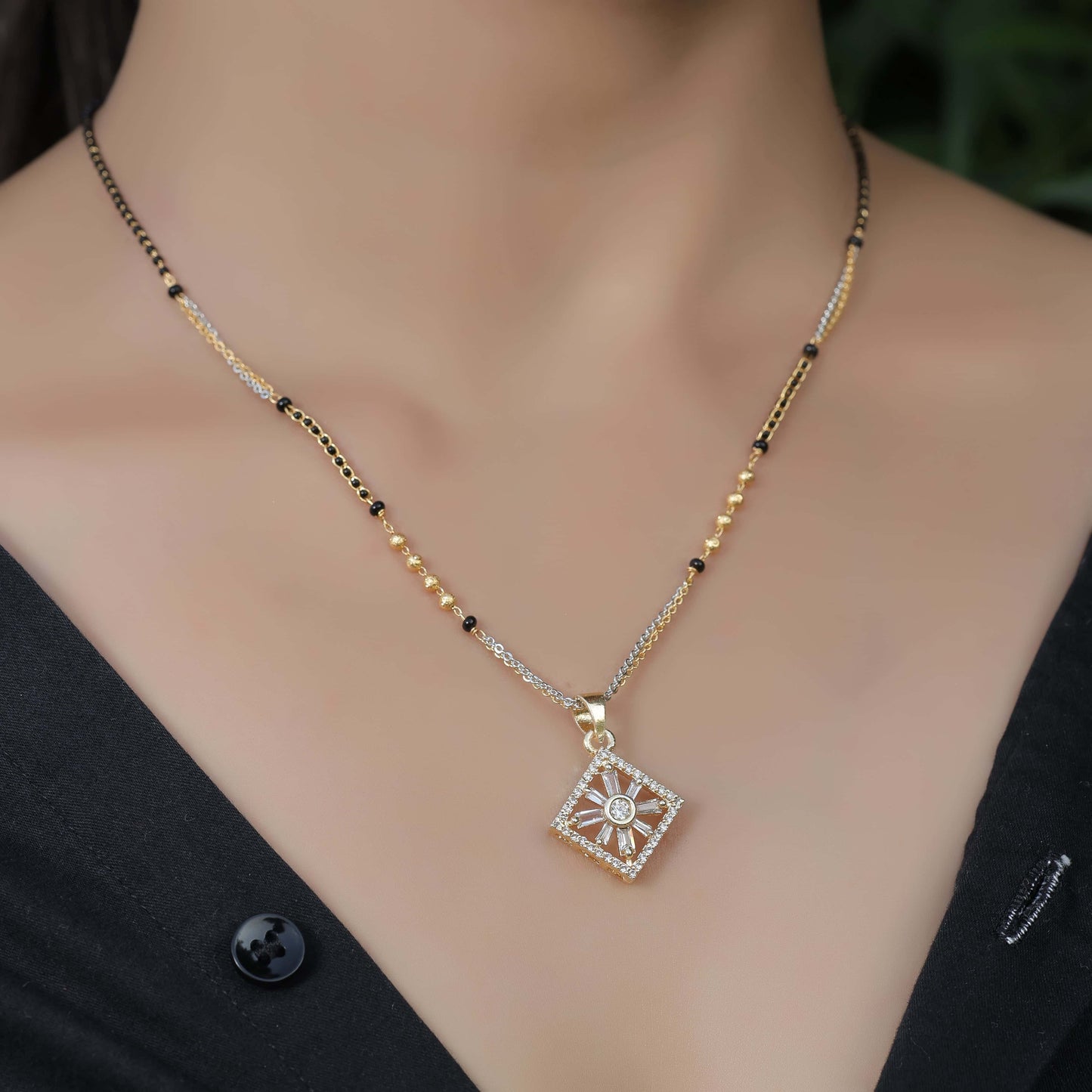 BUY 1 GET 1 FREE - American Diamond Gold Plated Fancy Mangalsutra - Mangalsutra - Belleza Jewels