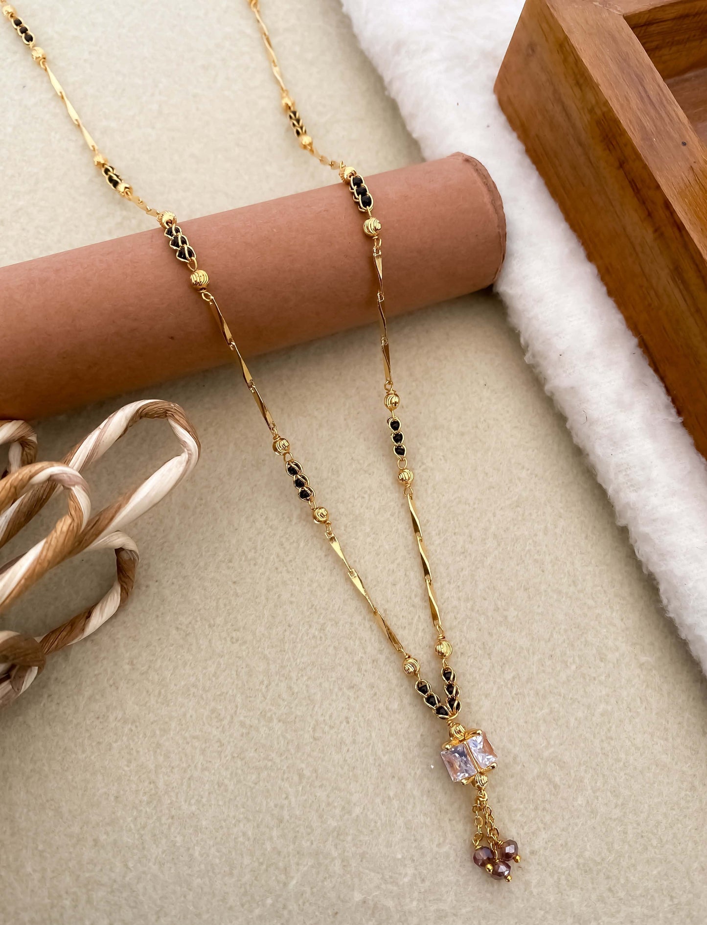 BUY 1 GET 1 FREE - High Gold White stone Disco chain Henging Mangalsutra - Belleza Jewels