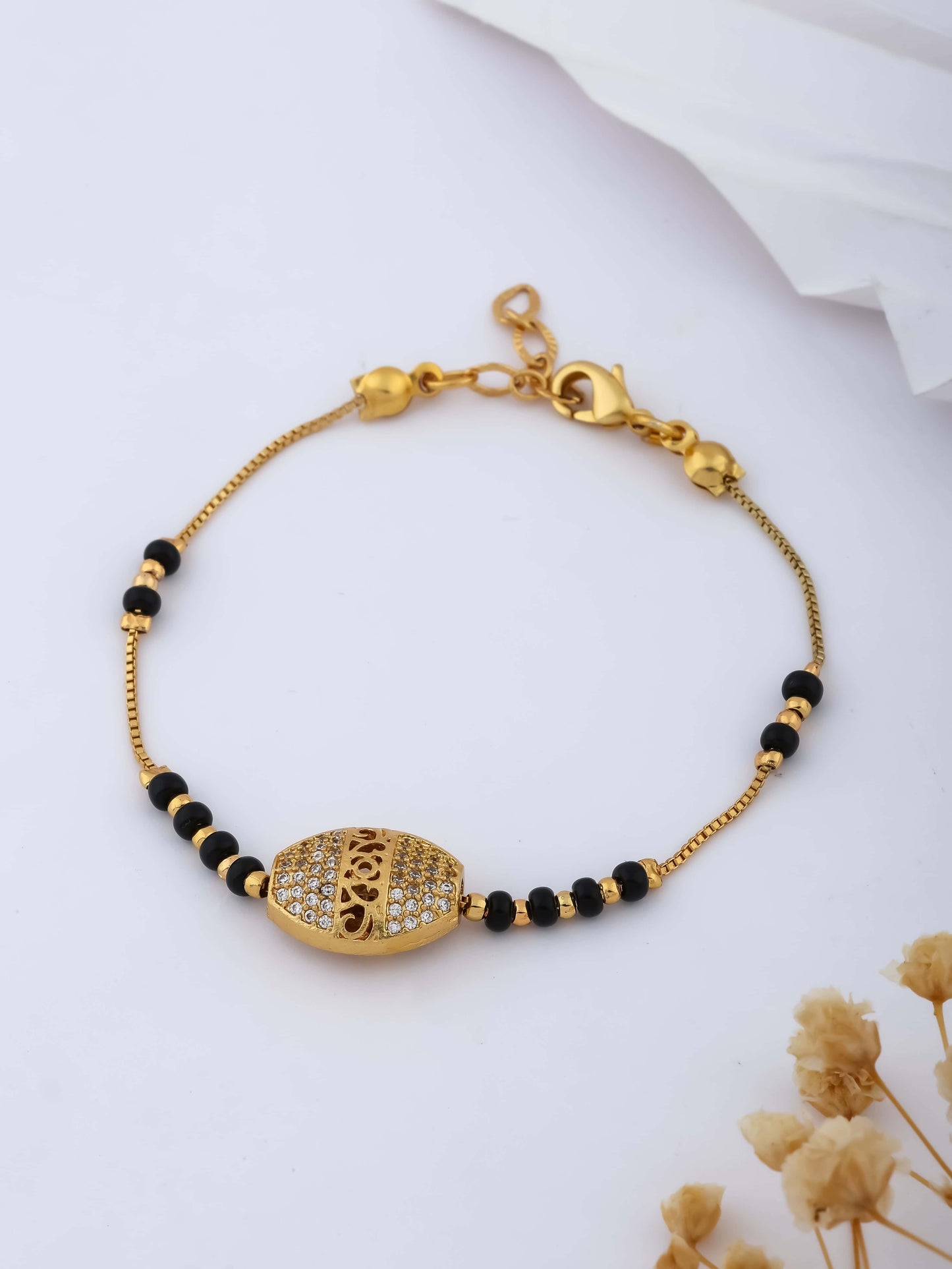 American Diamond High Gold Plated Hand Mangalsutra - Hand Mangalsutra - Belleza Jewels