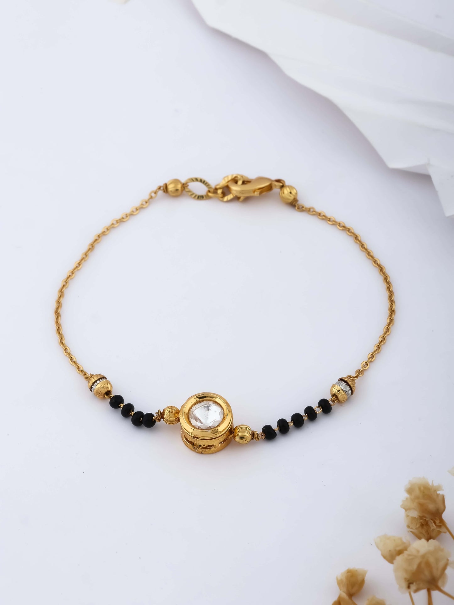 American Diamond High Gold Round Shape Facy Hand Mangalsutra - Hand Mangalsutra - Belleza Jewels