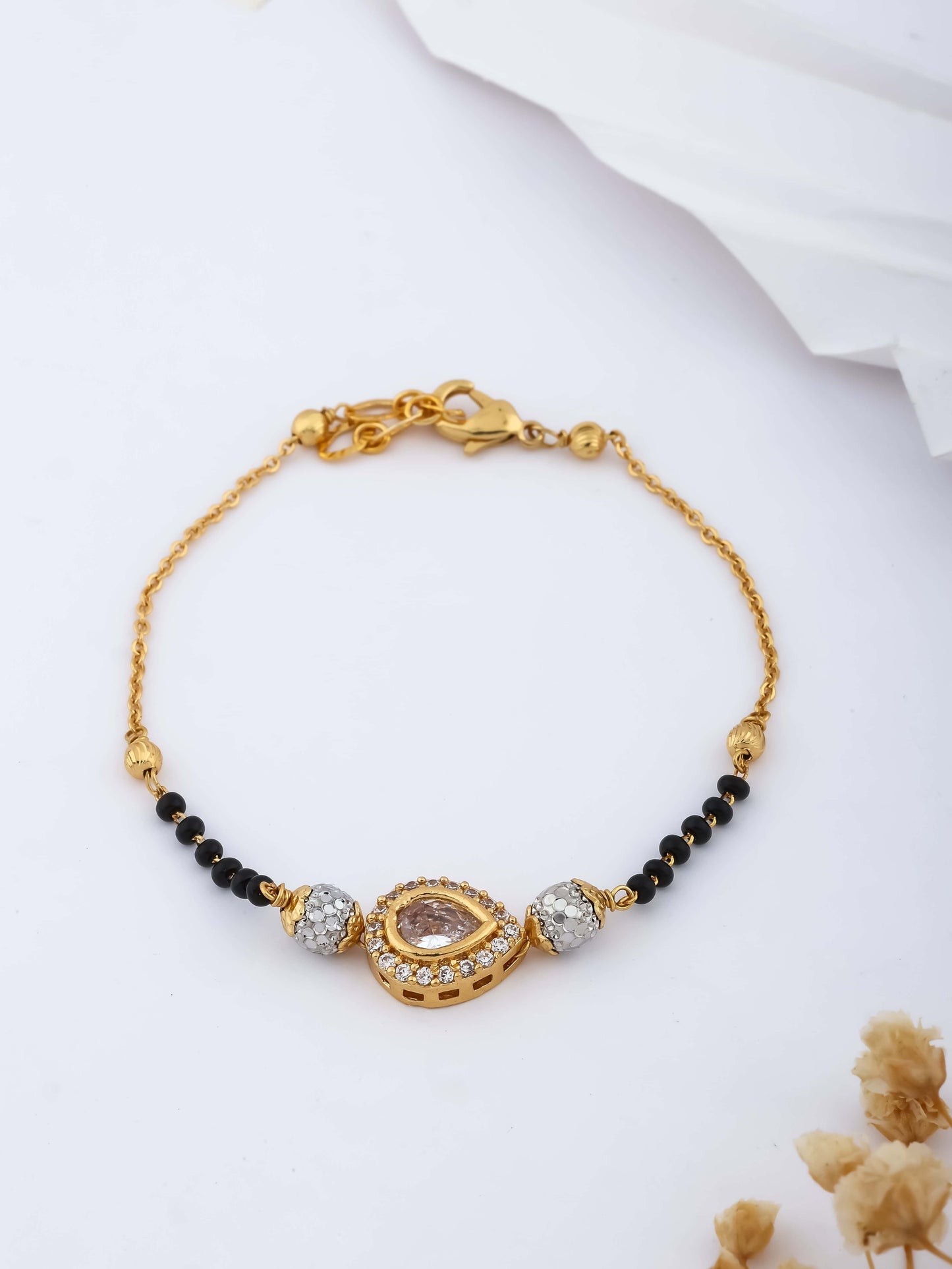American Diamond High Gold Plated Facy Hand Mangalsutra - Hand Mangalsutra - Belleza Jewels