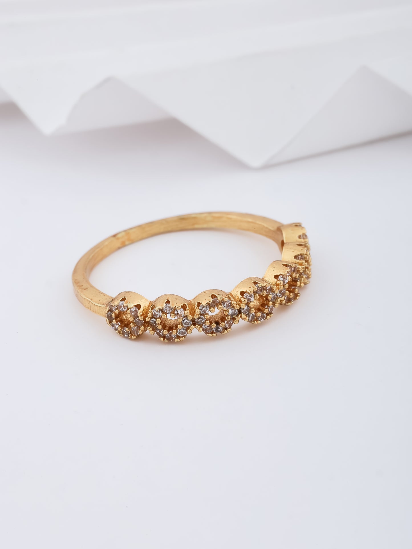 American Diamond Gold Delicate Fancy Ring - finger ring - Belleza Jewels