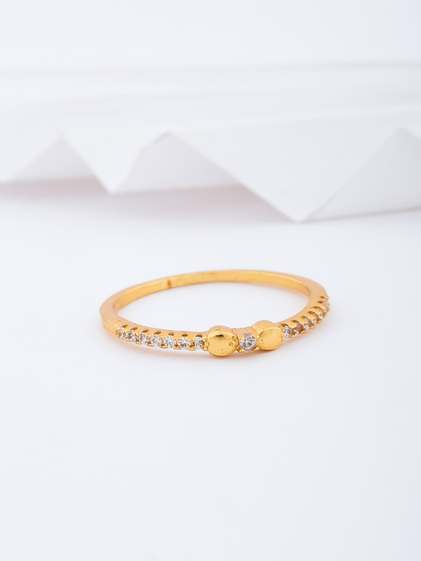 American Diamond Gold Delicate Fancy Ring - finger ring - Belleza Jewels