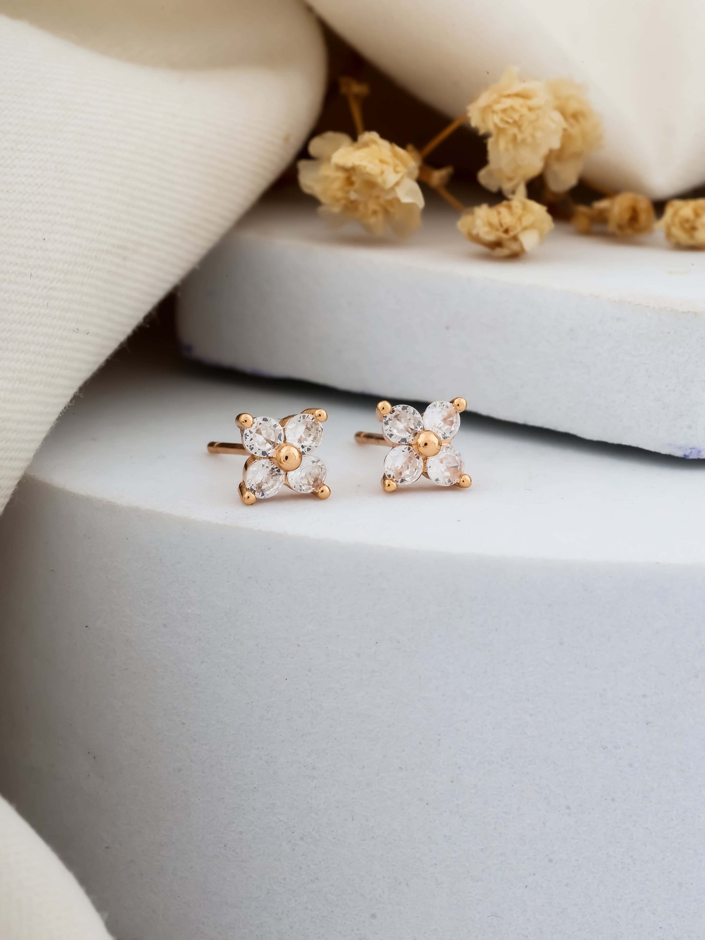BUY 1 GET 1 FREE -American Diamond rose gold fancy Earrings . - Earrings - Belleza Jewels