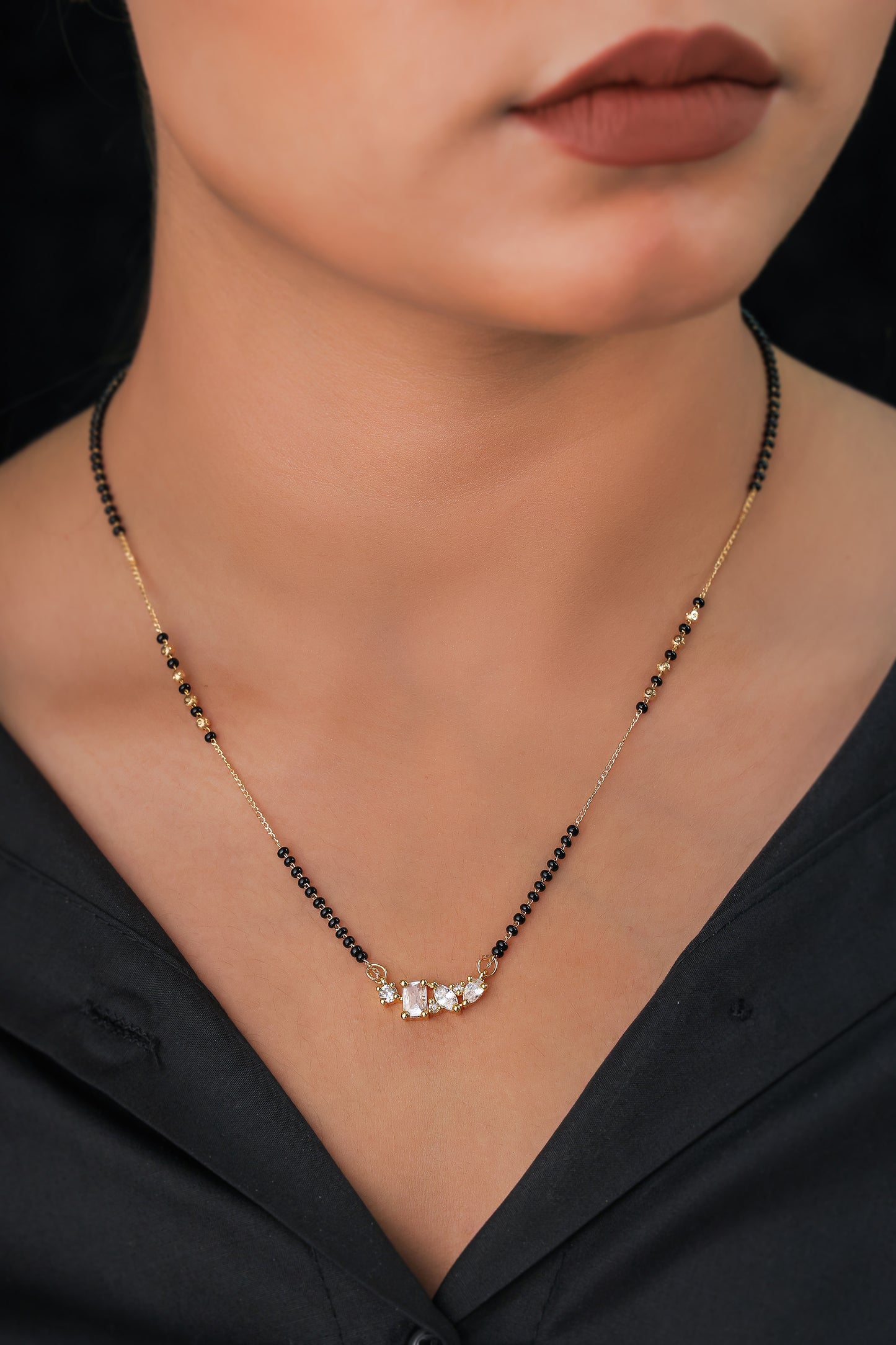 BUY 1 GET 1 FREE- American Diamond High Gold Plated Fancy Delicate Mangalsutra