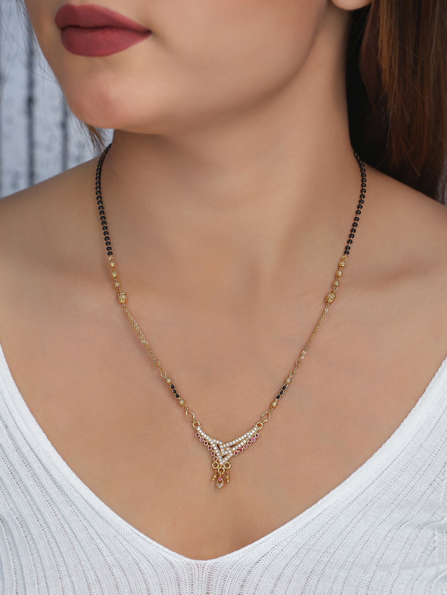 BUY 1 GET 1 FREE- American Diamond Gold Plated Mangalsutra