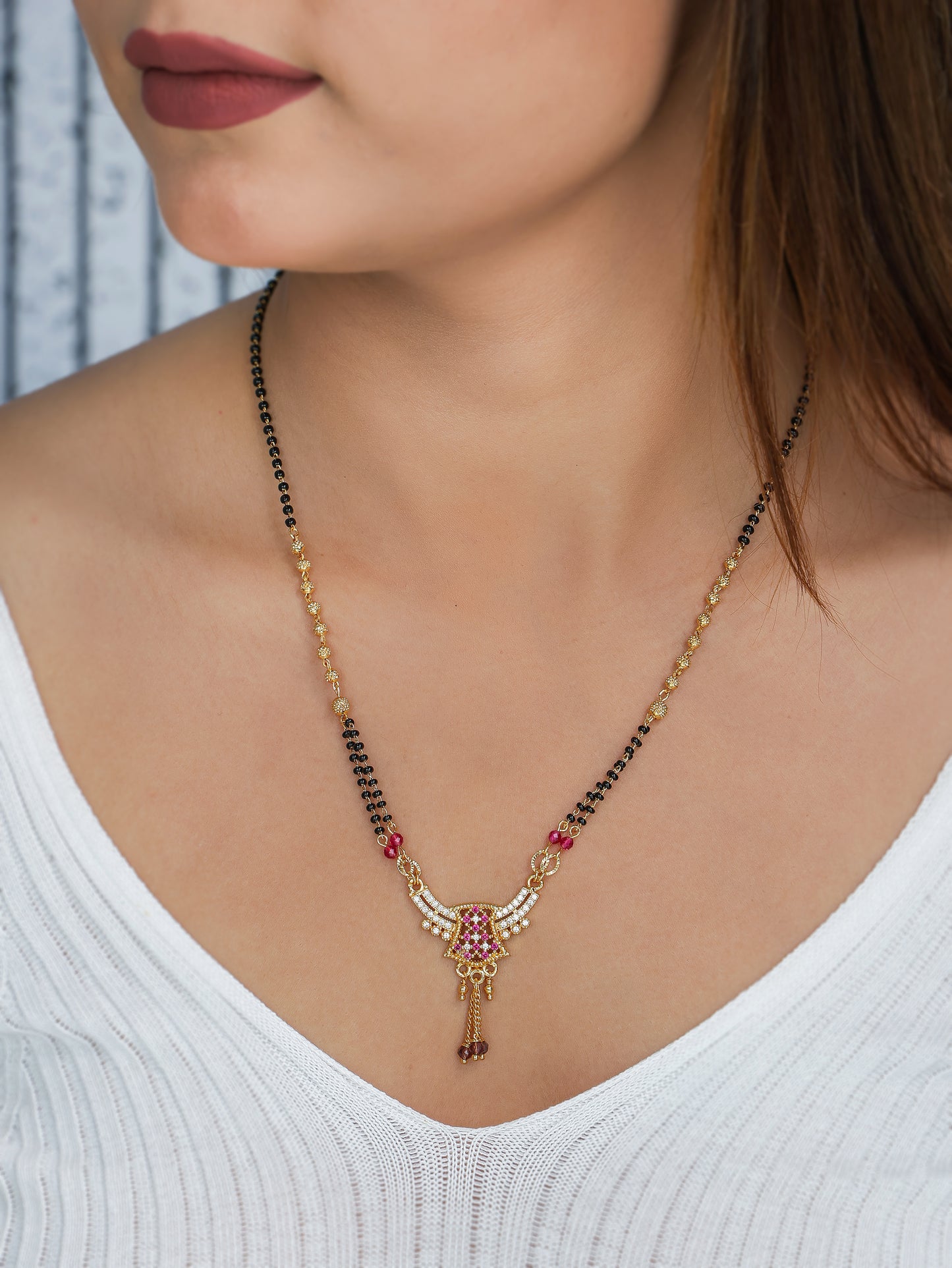 BUY 1 GET 1 FREE- American Diamond High Gold Plated Fancy Mangalsutra