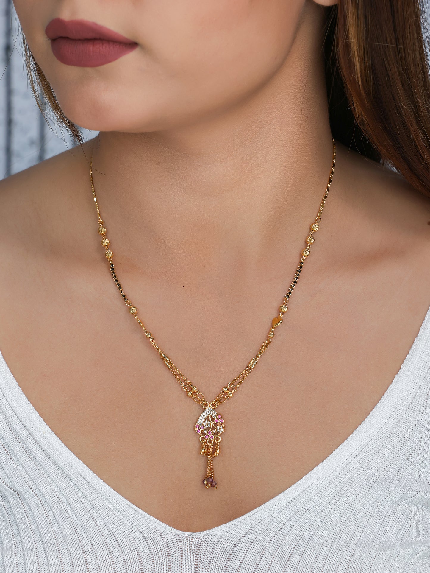 BUY 1 GET 1 FREE- American Diamond High Gold Fancy Mangalsutra