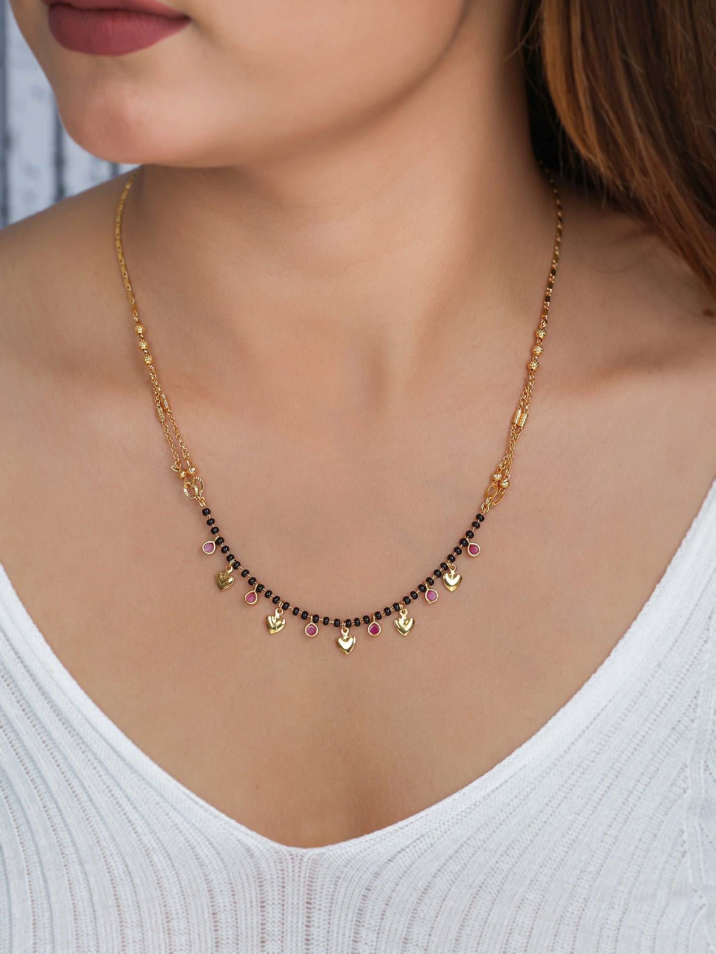 BUY 1 GET 1 FREE- American Diamond High Gold Plated Fancy Chain Mangalsutra