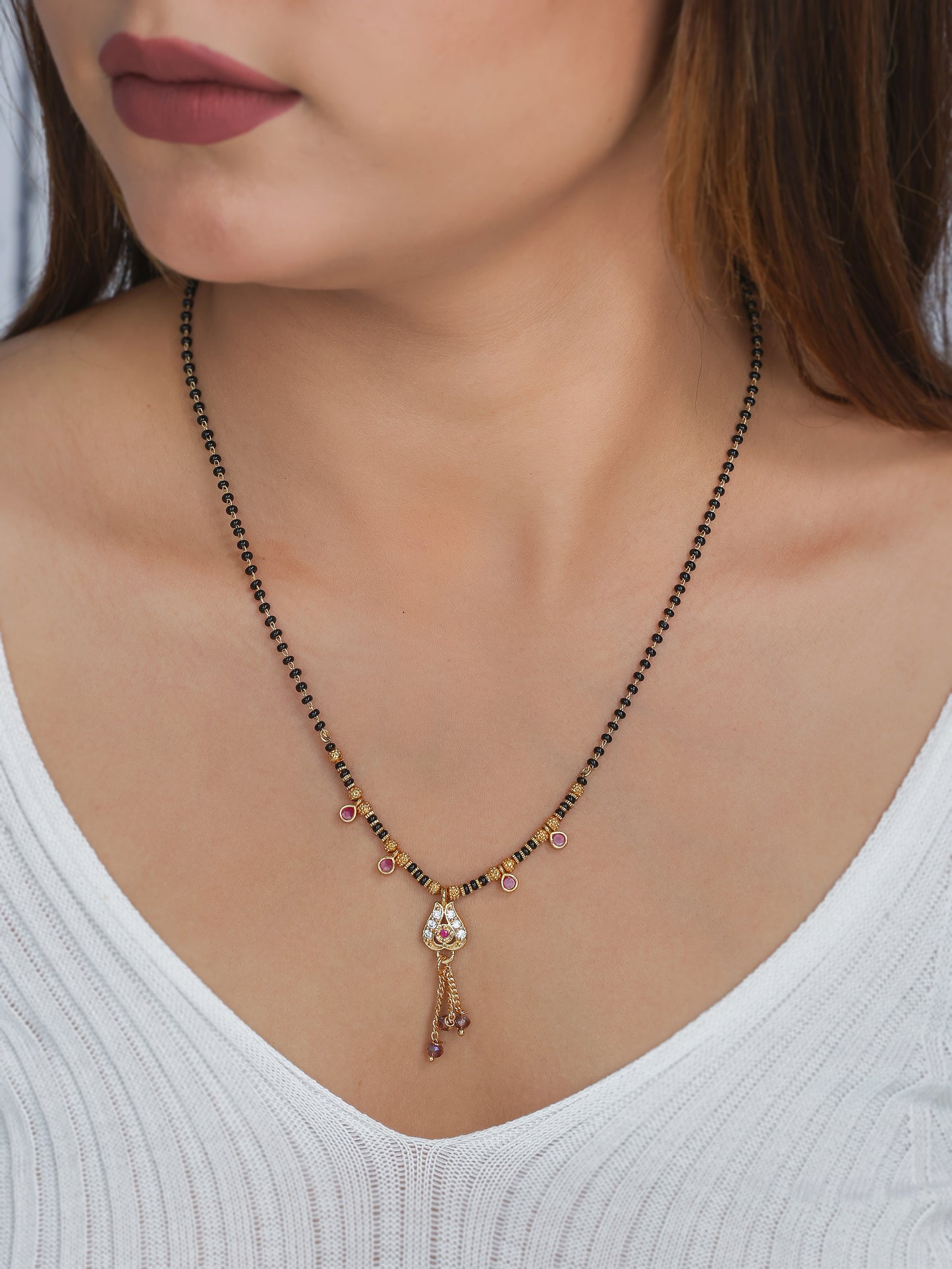BUY 1 GET 1 FREE- American Diamond High Gold Plated Fancy Delicate Mangalsutra