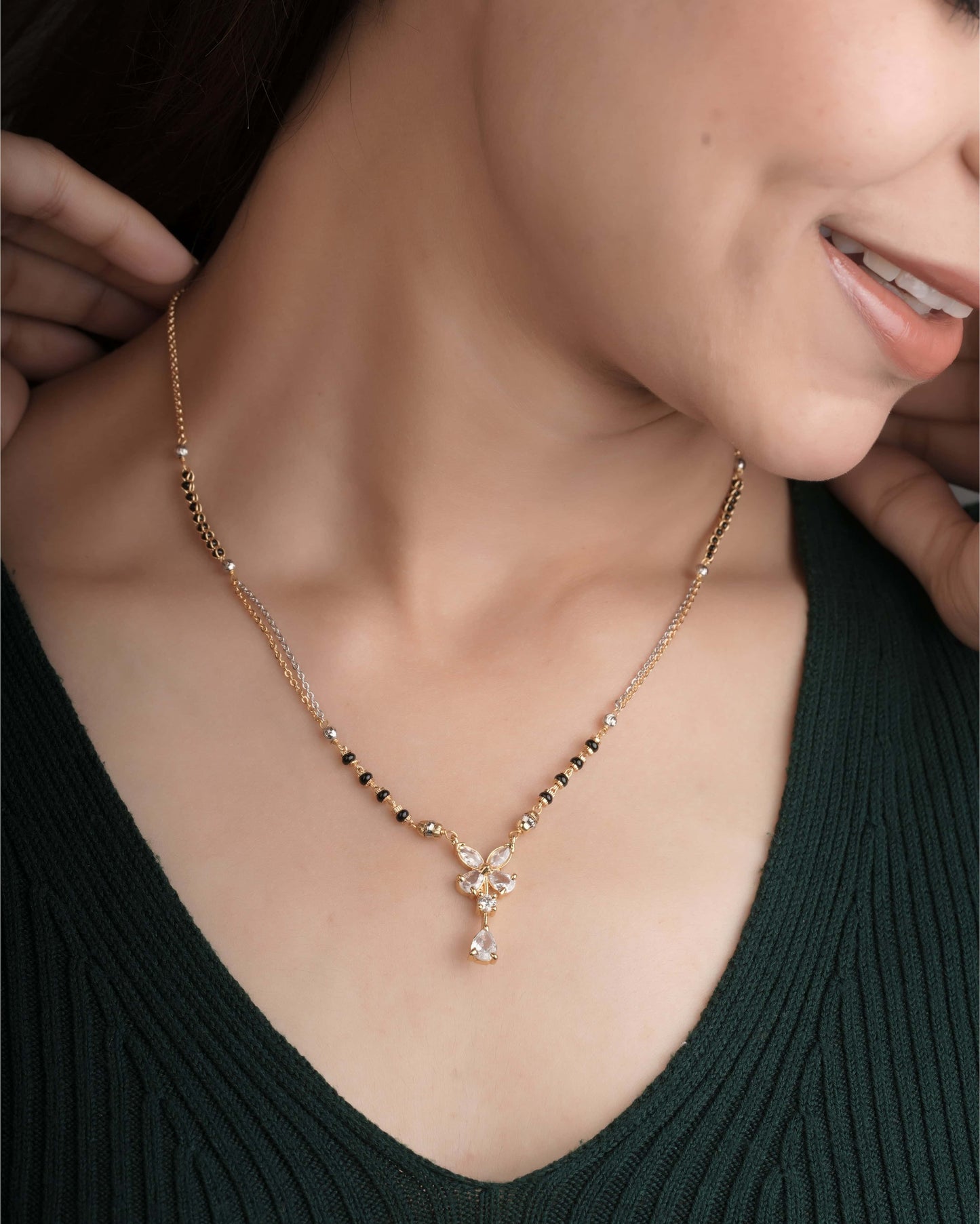 Buy 1 Get 1 Free American Diamond High Gold Plated Fancy Delicate Mangalsutra - Mangalsutra - Belleza Jewels