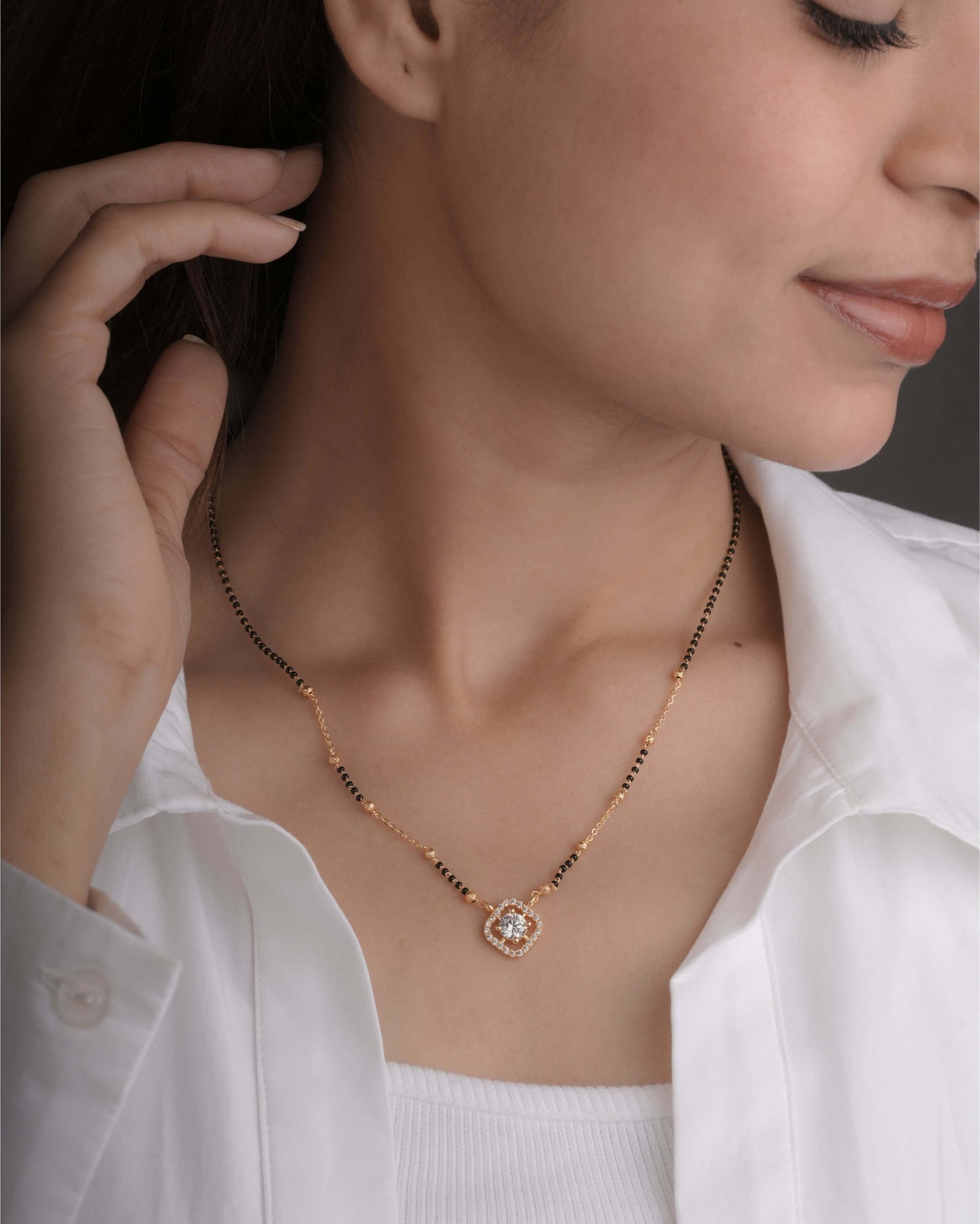 BUY 1 GET 1 FREE - American Diamond High Gold Plated Delicate Fancy Mangalsutra - Mangalsutra - Belleza Jewels