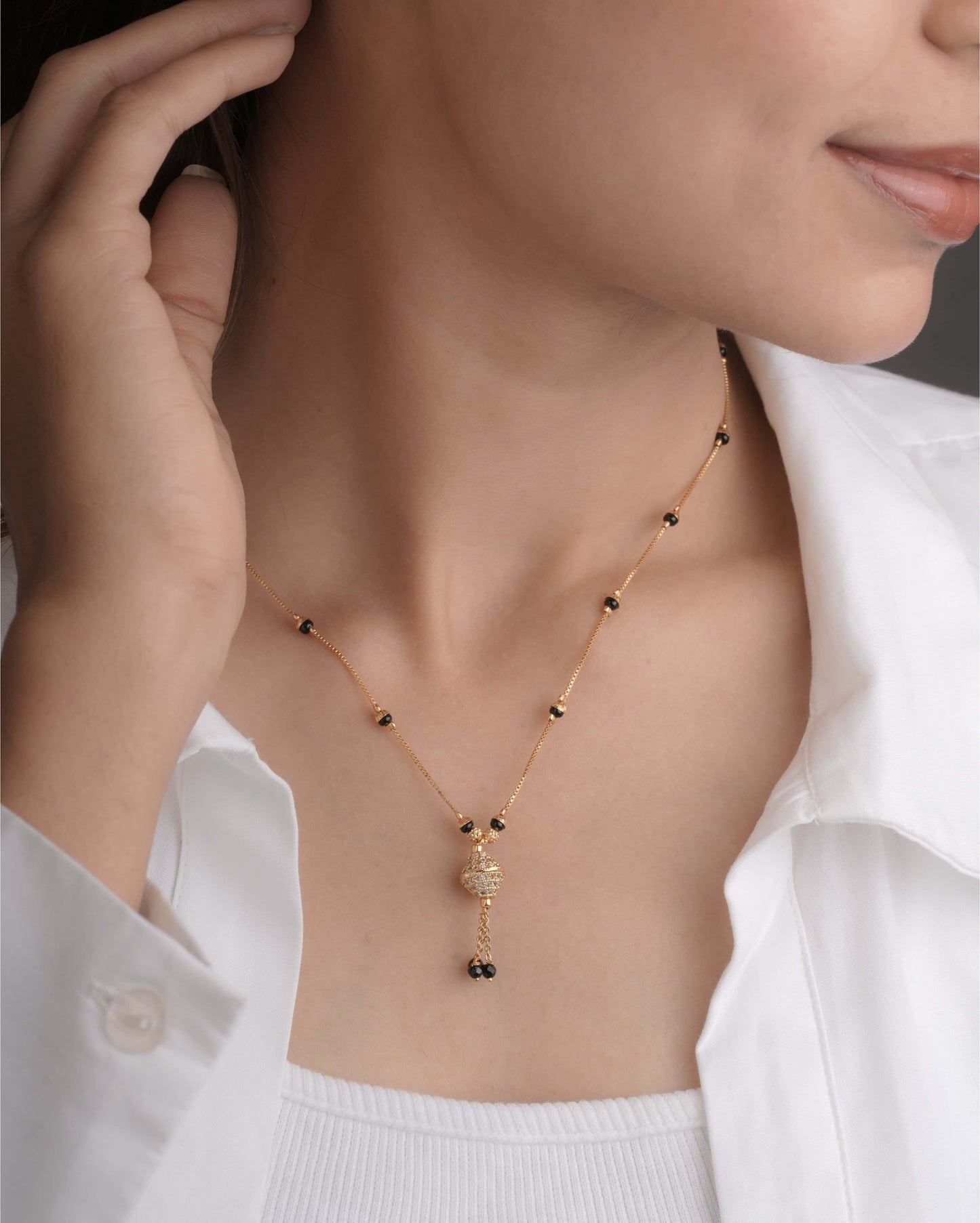 Buy 1 Get 1 Free American Diamond High Gold Plated Fancy Delicate Mangalsutra - Mangalsutra - Belleza Jewels