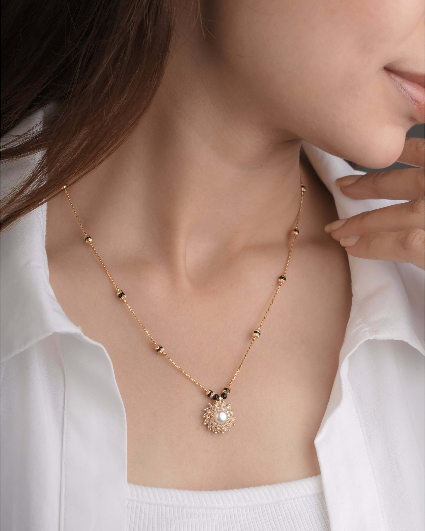 Buy 1 Get 1 Free American Diamond High Gold Plated Fancy Delicate Mangalsutra - Mangalsutra - Belleza Jewels