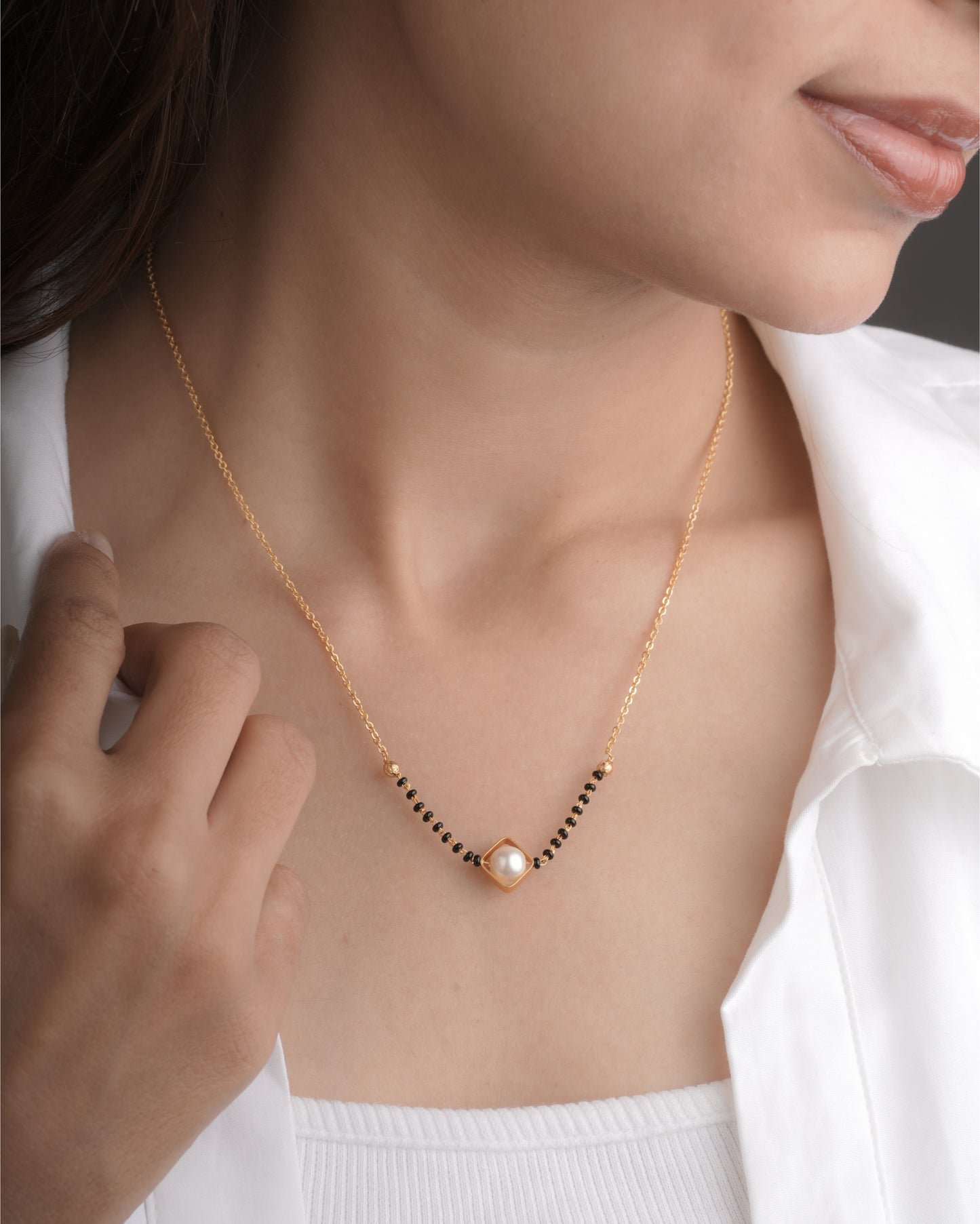 Buy 1 Get 1 Free Fancy Matt Finished Pearl Square Mangalsutra - Mangalsutra - Belleza Jewels