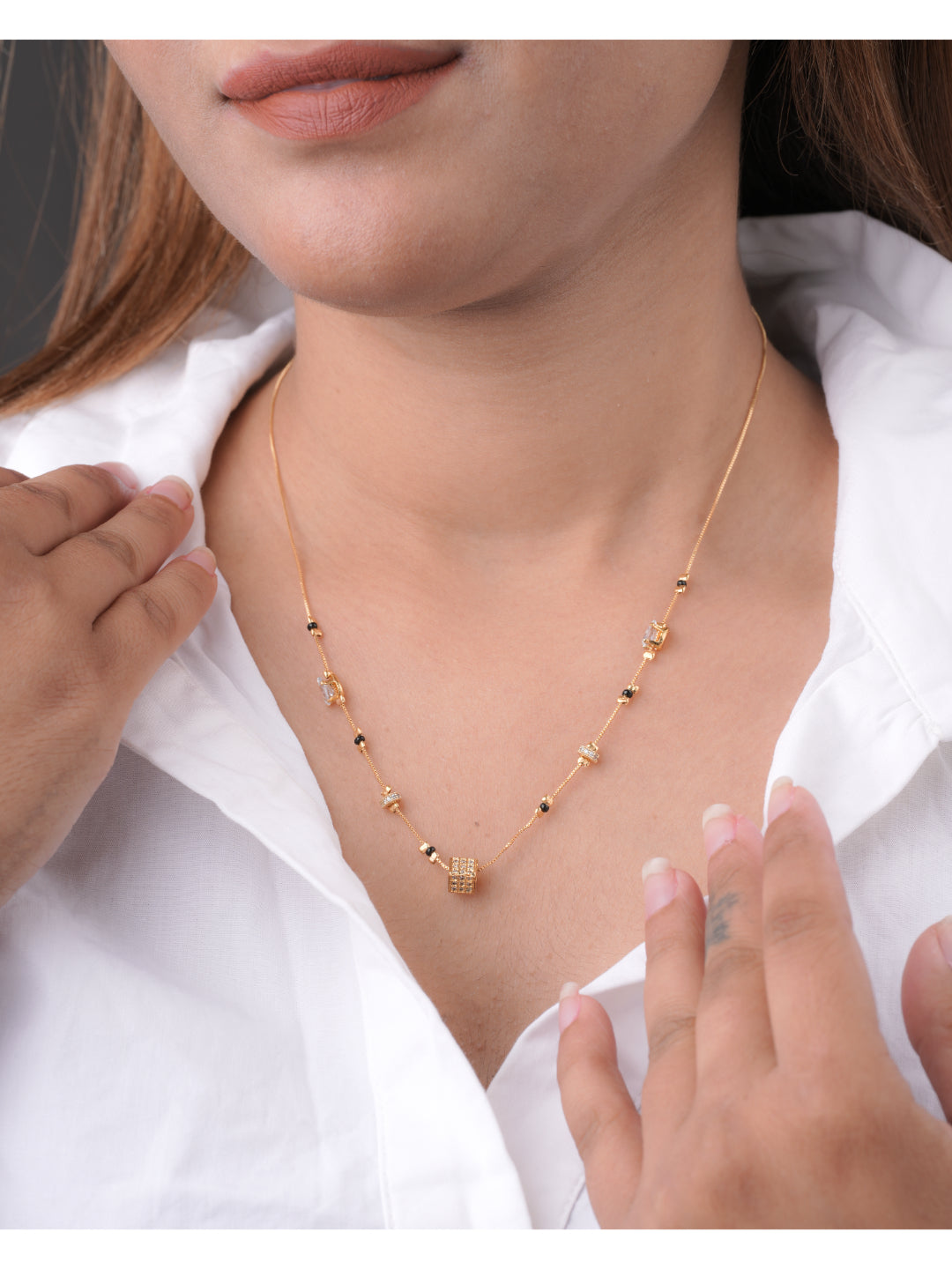 Buy 1 Get 1 Free - American Diamond Fancy Gold Delicate Mangalsutra