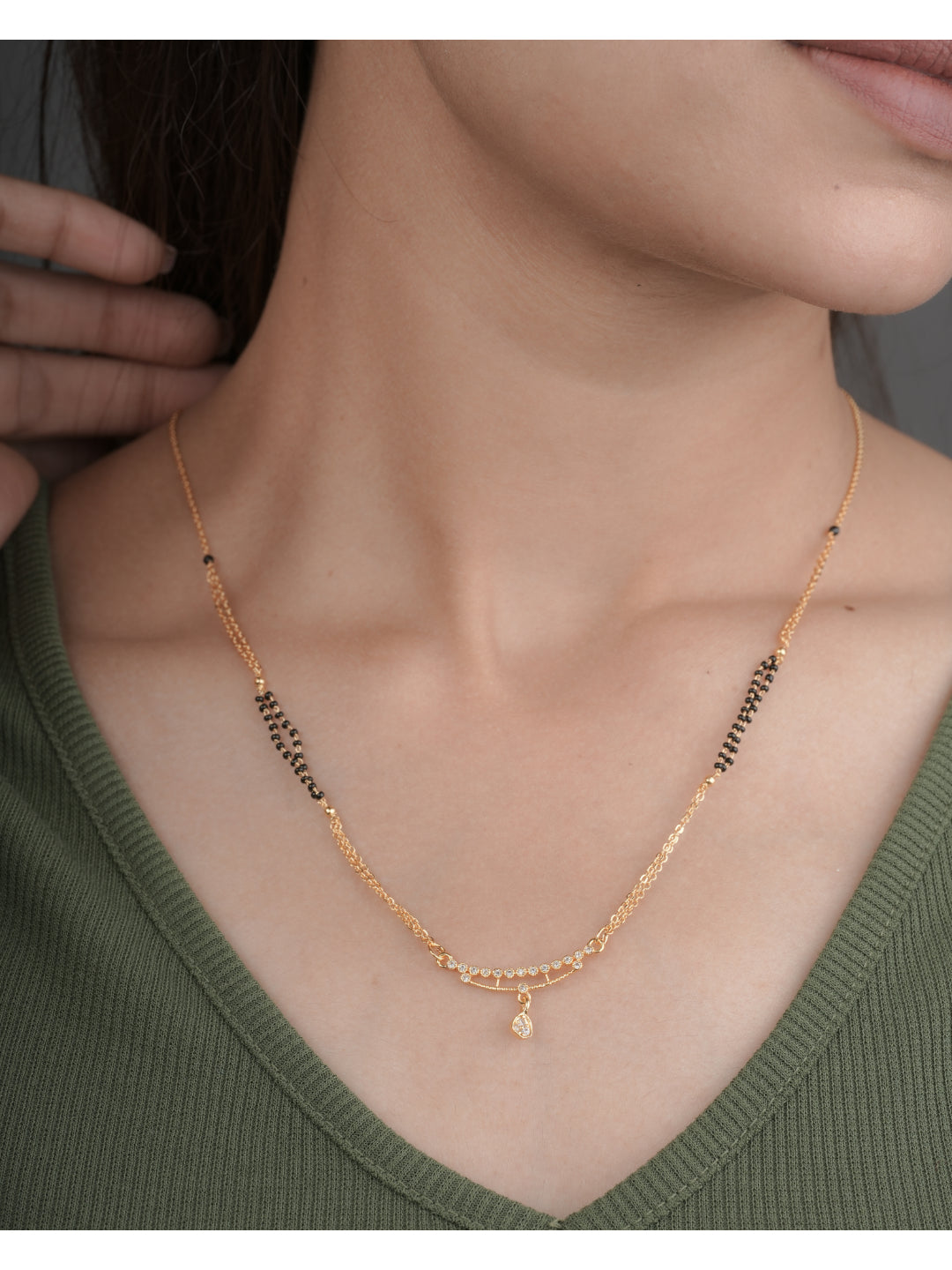 BUY 1 GET 1 FREE - American Diamond High Gold Plated Delicate Fancy Mangalsutra - Mangalsutra - Belleza Jewels