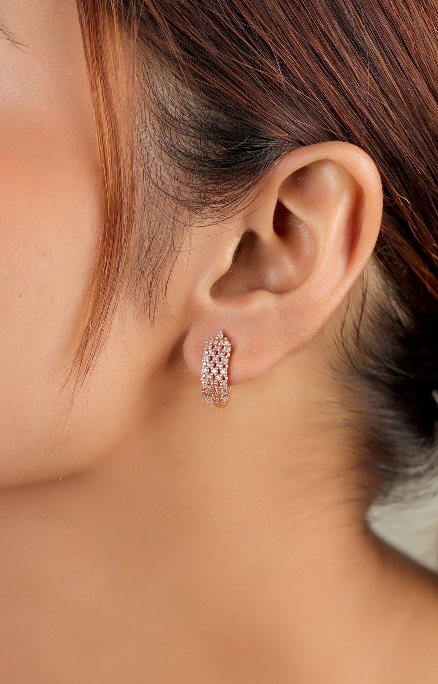 BUY 1 GET 1 FREE -American Diamond Royal Look Rose Gold Bali Earring
