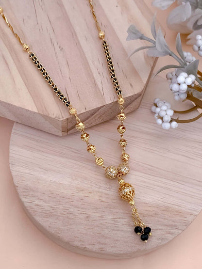 BUY 1 GET 1 FREE - American Diamond Fancy High Gold Hanging Mangalsutra - Mangalsutra - Belleza Jewels