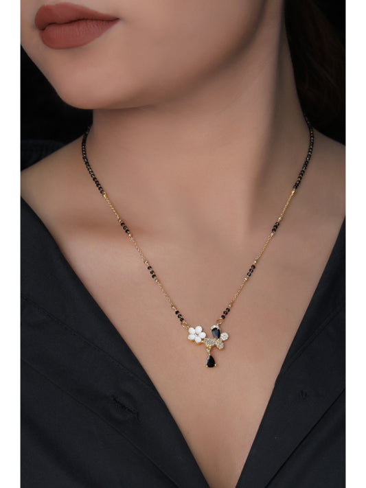 Buy 1 Get 1 Free - American Diamond Buttarfly Shape Gold Plated Fancy chain Mangalsutra
