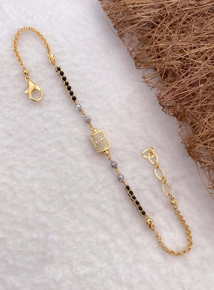 American Diamond Gold Plated Hand Mangalsutra - Hand Mangalsutra - Belleza Jewels